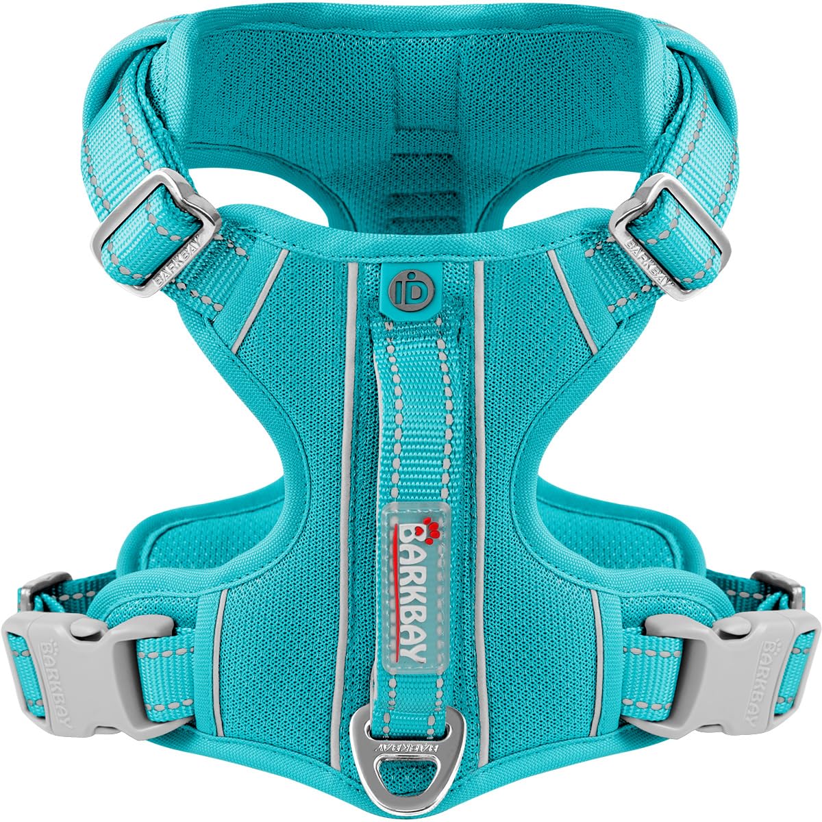 Barkbay Dog Harness No Pull With Id Tag Pocket - Heavy Duty, Reflective, Easy Control For Large Dogs (Ocean Blue,S)