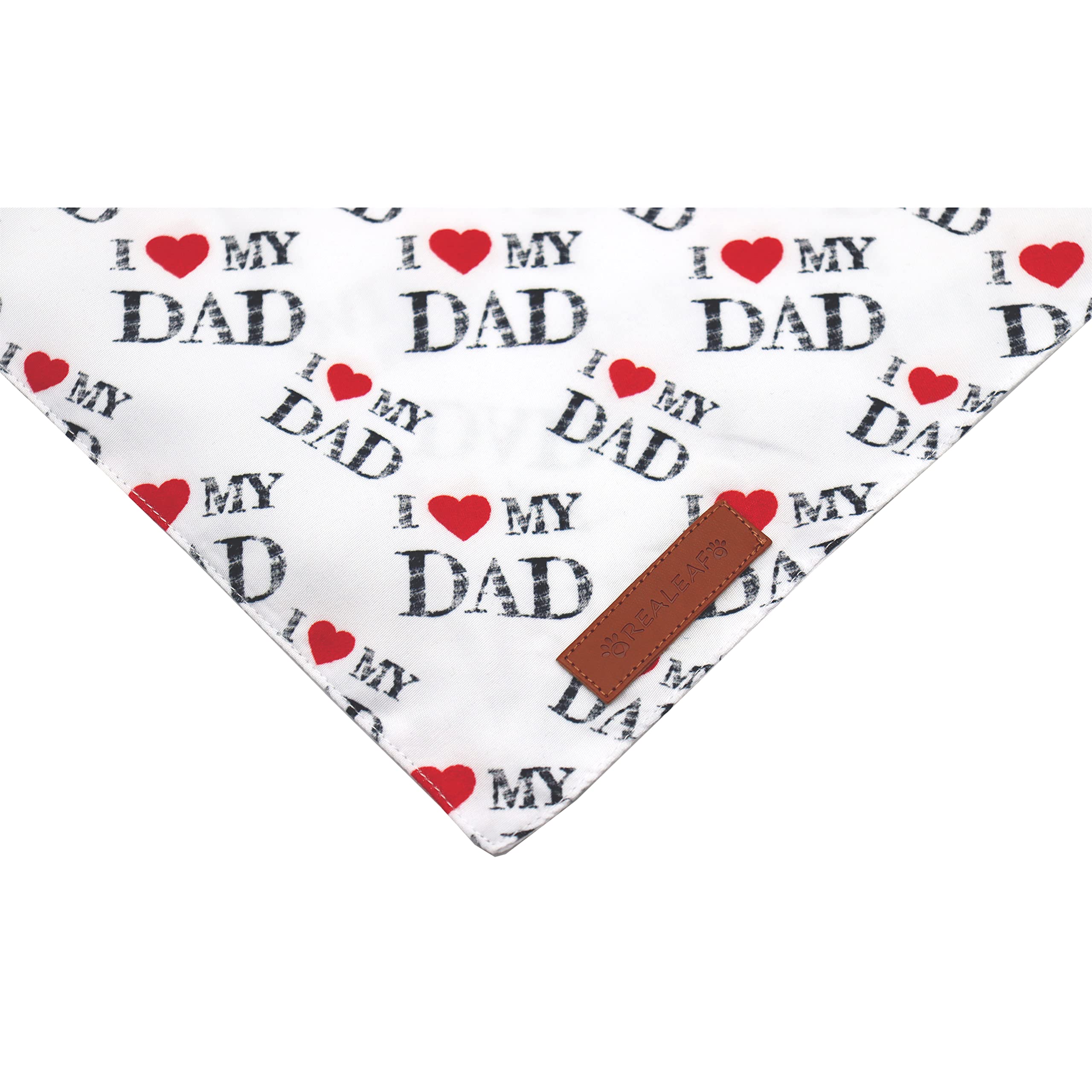 Realeaf Fathers Day Dog Bandanas 2 Pack, Reversible I Love My Dad Pet Scarf For Boy And Girl, Premium Durable Fabric, Bandana Fo