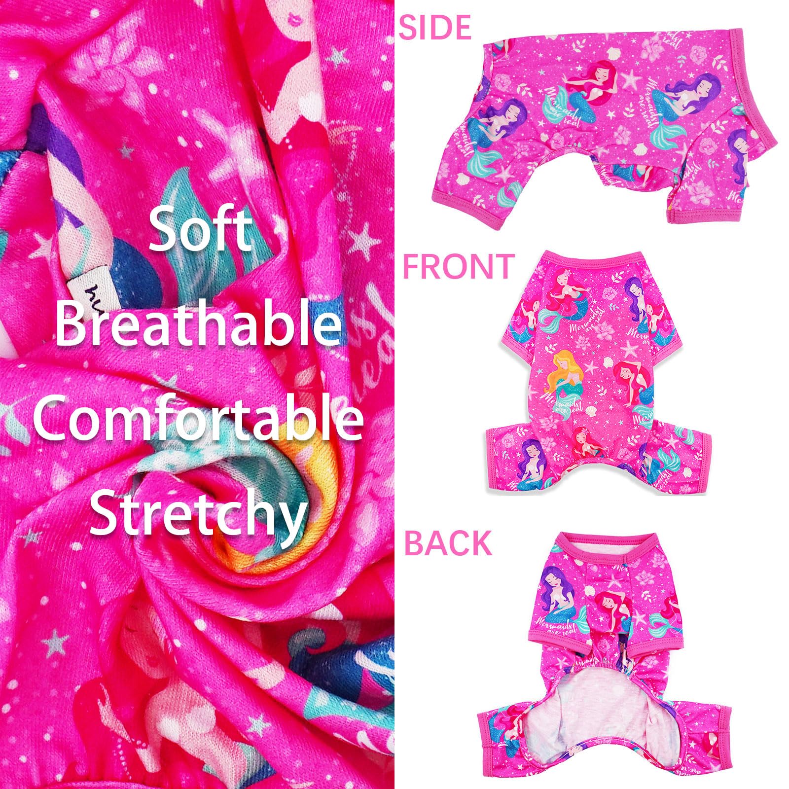 Viunimo Dog Pajamas For Small Medium Dogs, Summer Cute Dog Clothes, Soft Stretchy Doggie Onesies Puppy Outfit (Pink, Large)