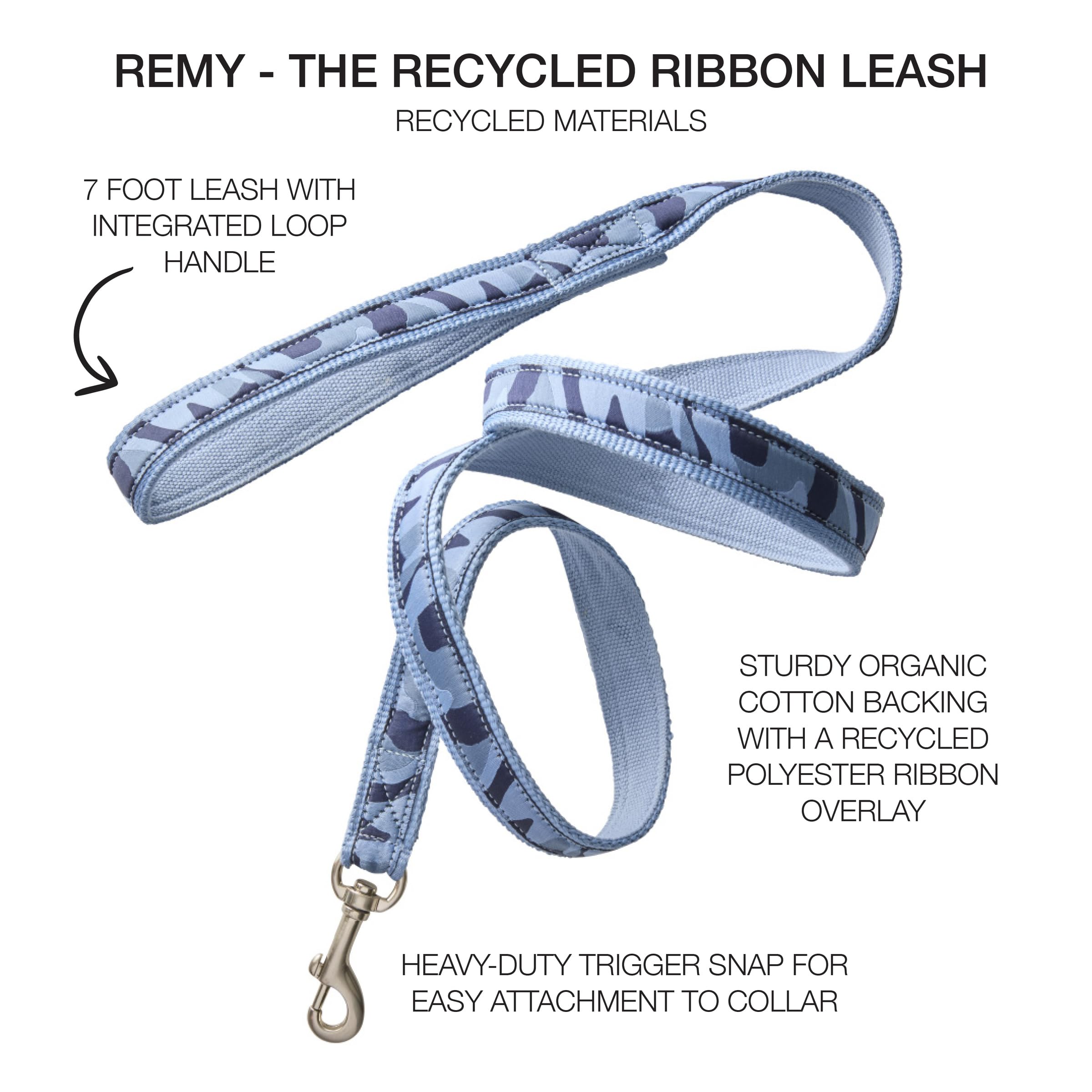 Pet Passion Recycled Ribbon Dog Leash 7 Ft. For All Pet Breeds, Camo-Navy, One Size