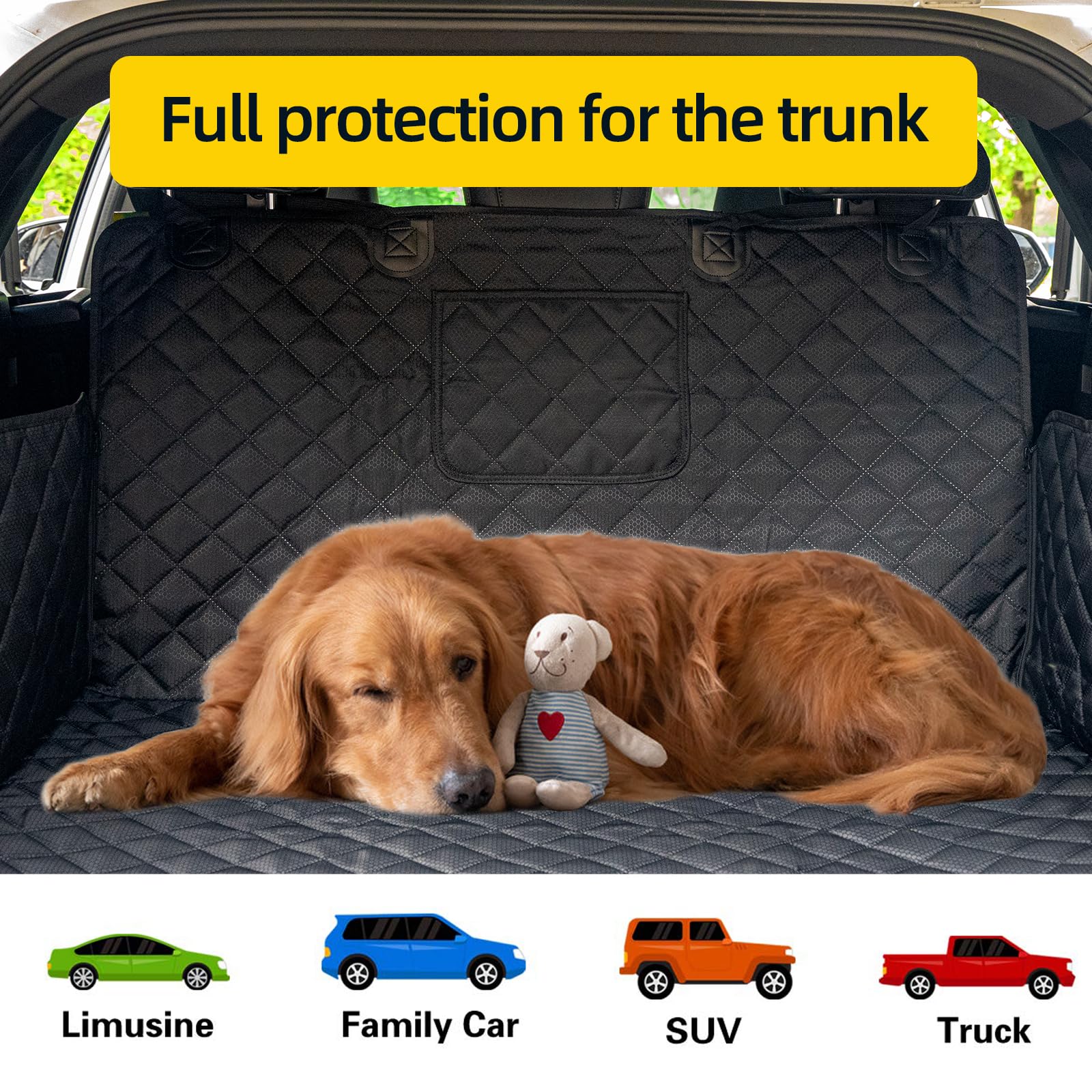 HNCPSY SUV Cargo Liner for Dog Car Seat Cover for Pets Waterproof Cargo Cover Dog Seat Mat for SUVs Sedans Vans with Bumper Flap