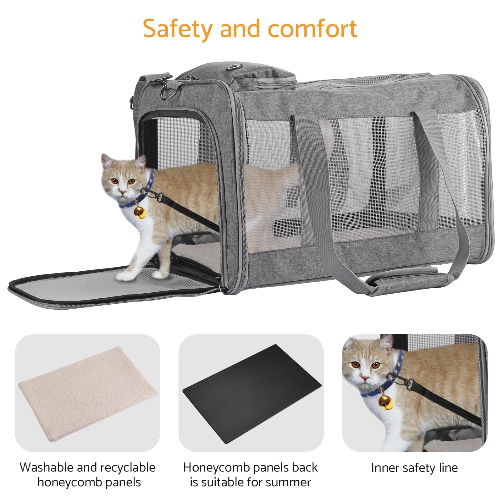 Maxetodo Airline Approved Pet Carrier For Cats Dogs Soft Travel Bag With Breathable Honeycomb Board,Removable Support Board For