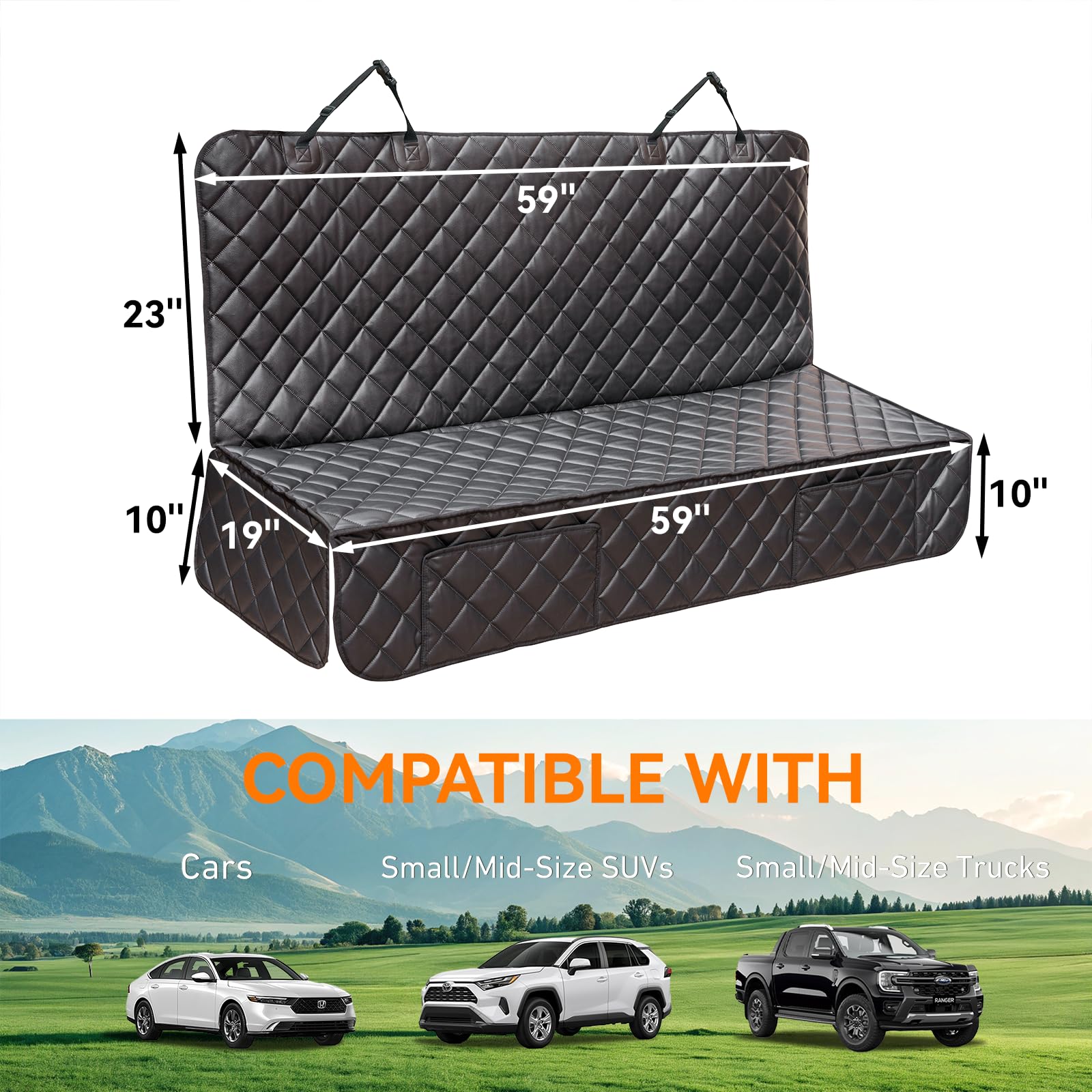 Kritterkorner Waterproof Car Front Seat Cover For Dogs, Heavy-Duty Pu Leather Car Seat Protector For Pets & Kids,Nonslip Scratch