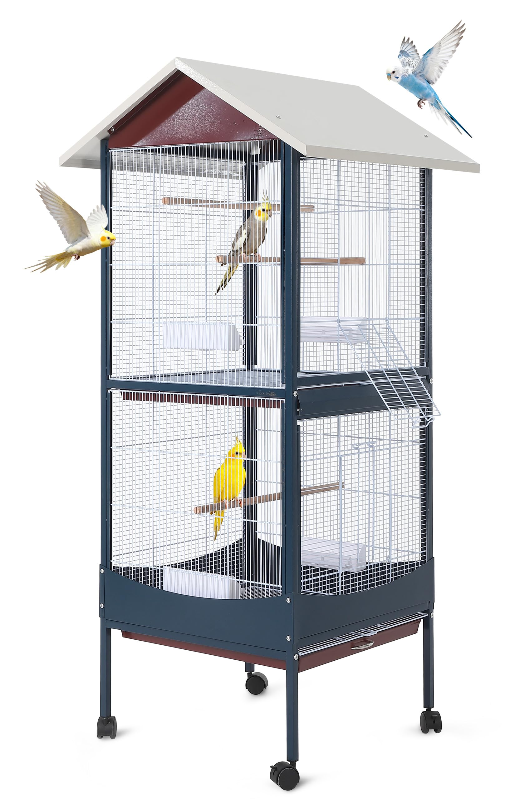 Garvee Bird Cage, 66H Extra Large Bird Cage, w/Removeble Tray, Waterproof Roof, Easy to Clean, Lockable Caster, Indoor& Outdoo