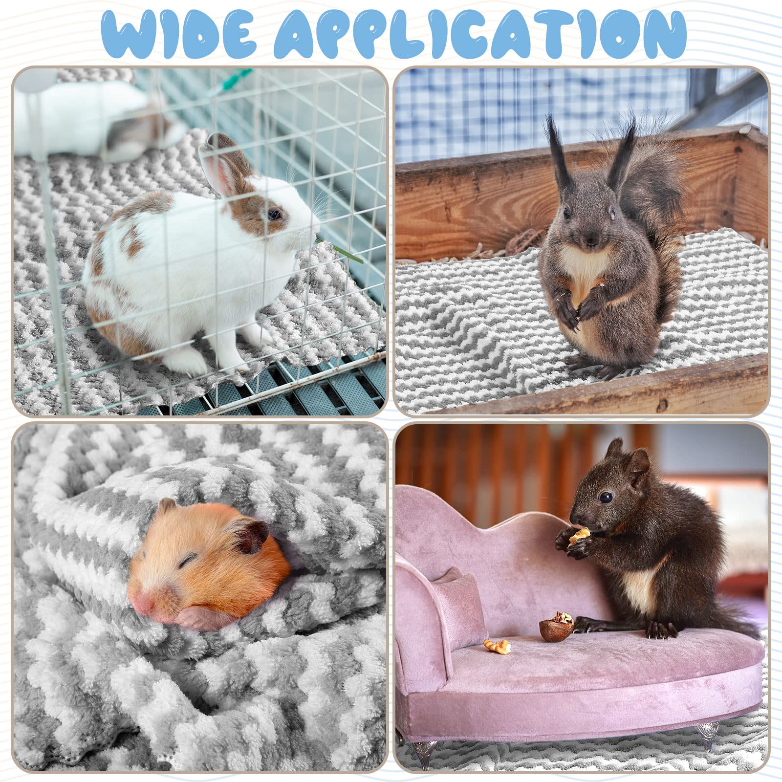 Moukeren 20Pcs Guinea Pig Fleece Bedding Blankets Bulk Washable Small Animal Fleece Cage Liners Pet Wash Cloth Sleeping Mat Cove