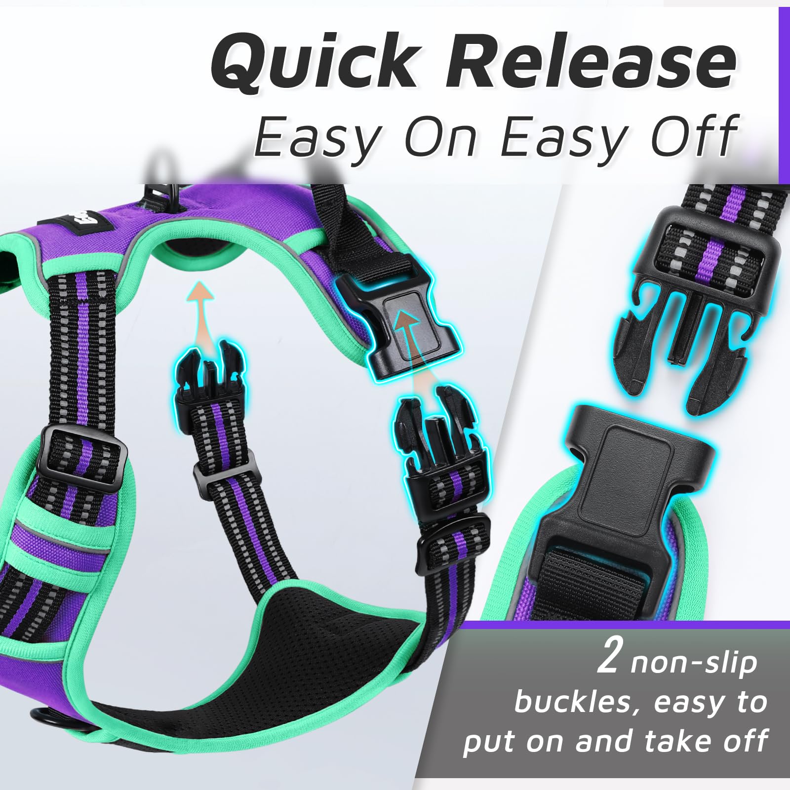 Eagloo Dog Harness For Large Dogs, No Pull Service Vest With Reflective Strips And Control Handle, Adjustable And Comfortable Fo