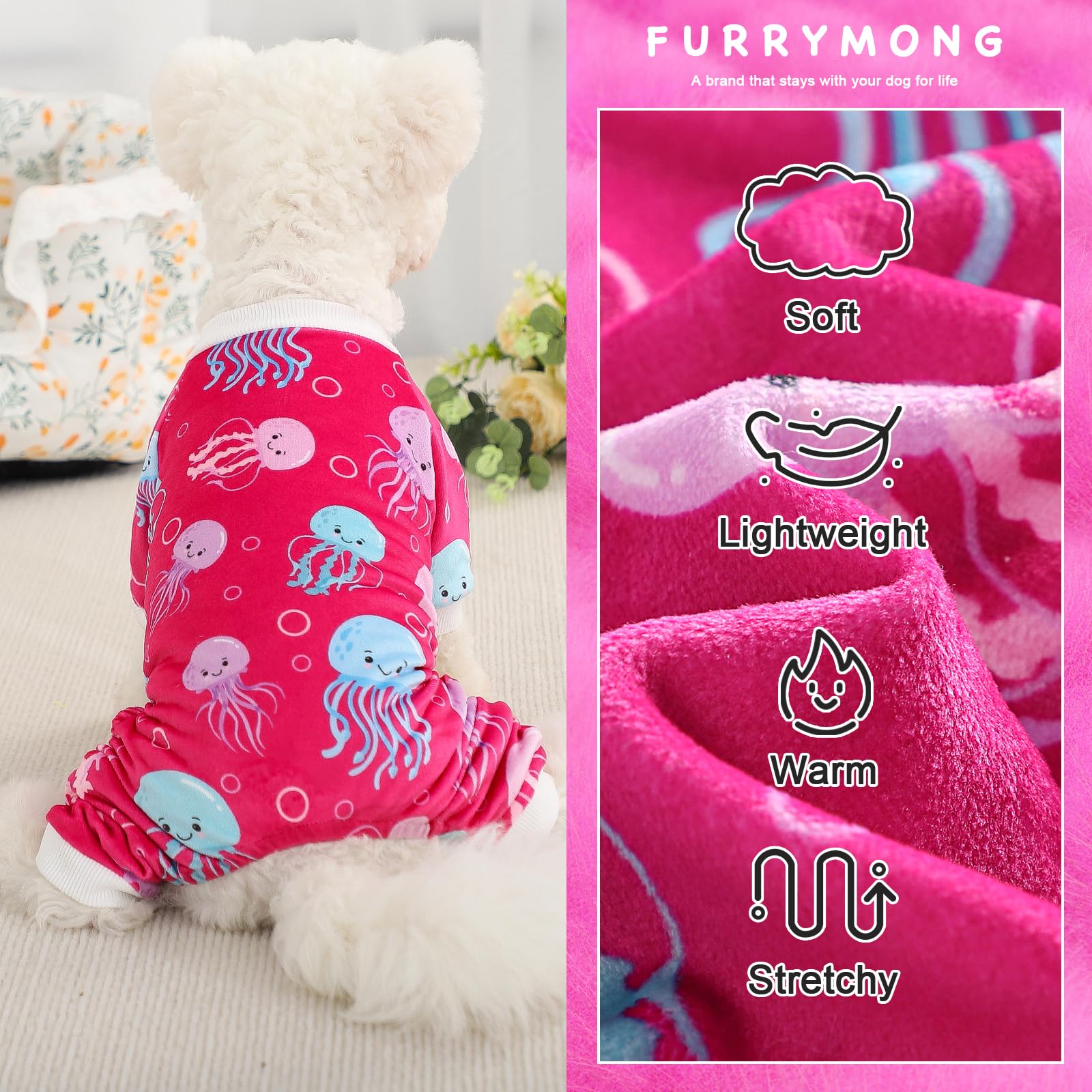 Dog Pajamas Cute Duck Soft Fleece Stretchy Dog Onesie Pet Pjs Fall Dog Clothes For Small Dogs Girl Boy (Small, Rose)