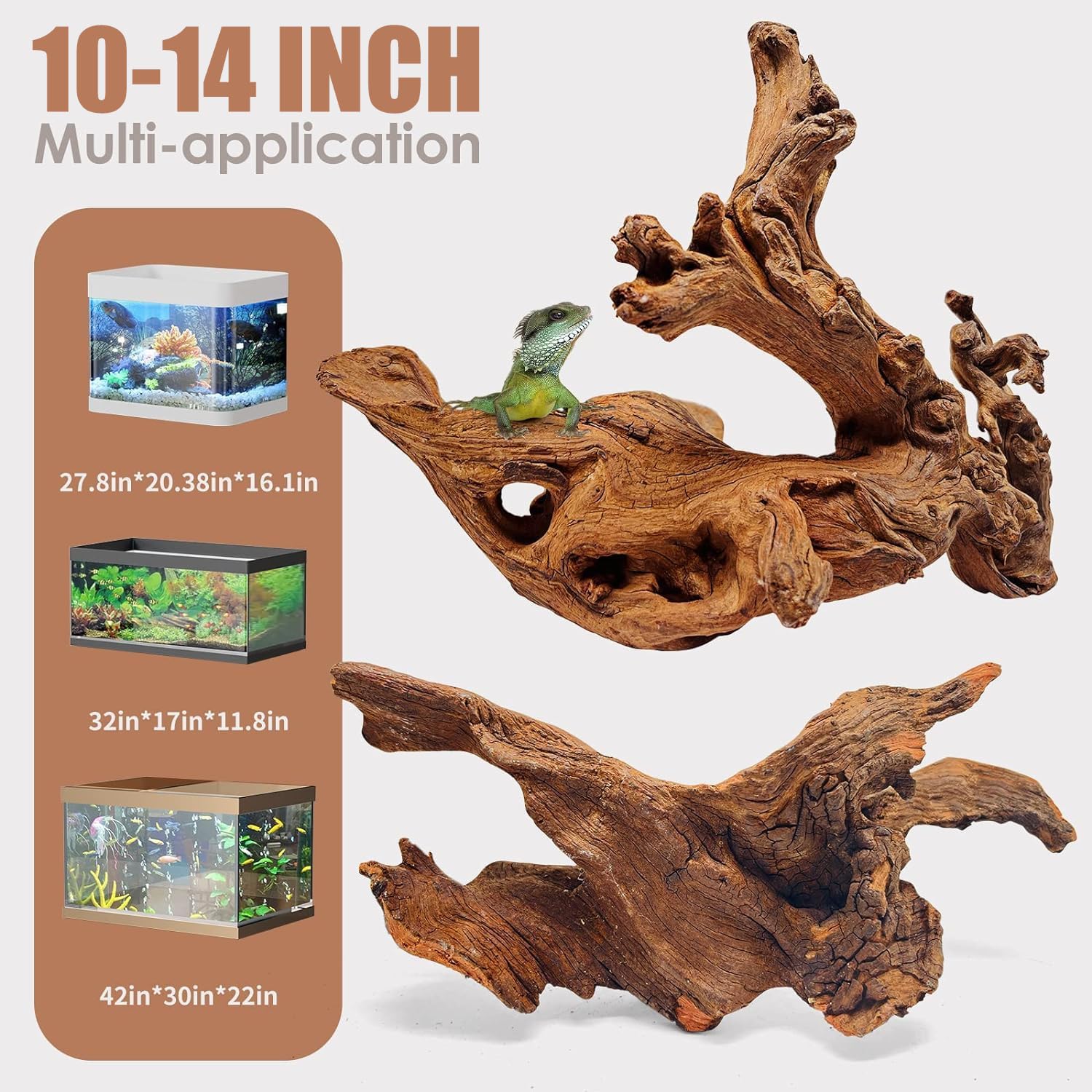 Jorewood Natural Aquarium Driftwood for Fish Tanks & Reptile Terrariums - Safe Fish Tank Decorations, Unique Twisted Branches 2-