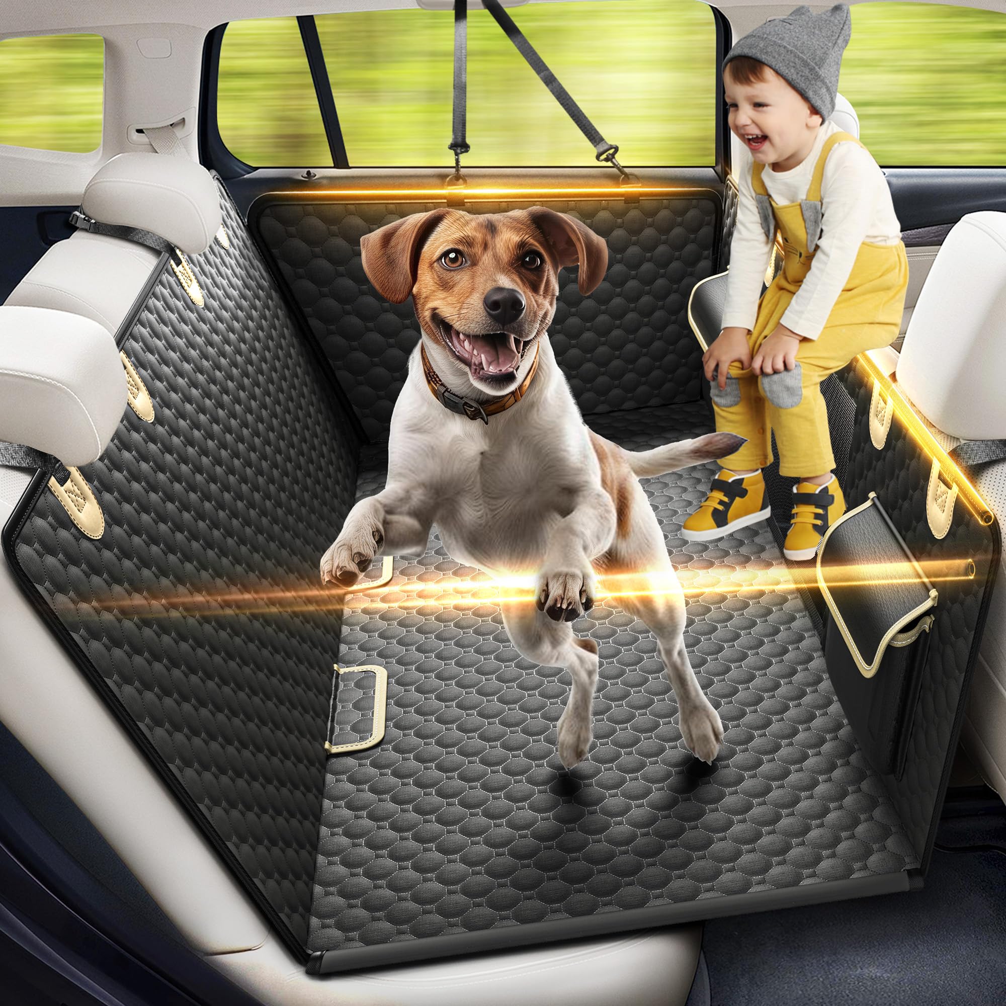 Back Seat Extender For Dogs, Pvc Rods Support And Hard Bottom Car Seat Cover For Dogs, Heavy Duty Dog Car Seat Cover For Back Se