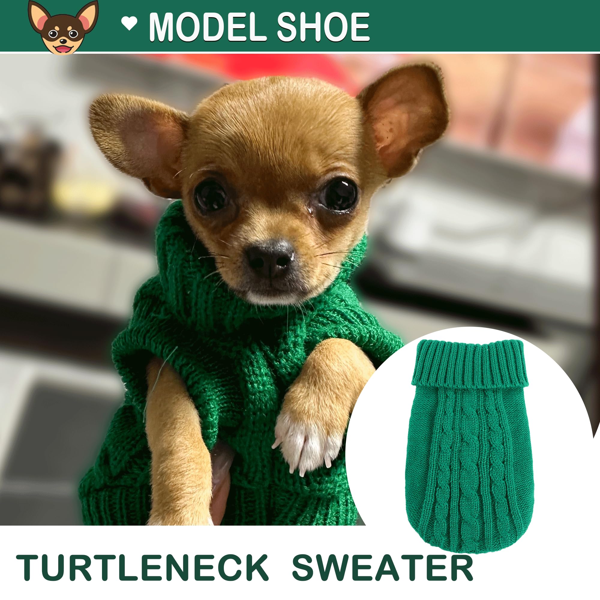 Small Dog Sweater 2 Pieces Dog Sweaters For Small Dogs, Dog Clothes Pet Cat Sweater Cold Weather Puppy Clothes Outfits S