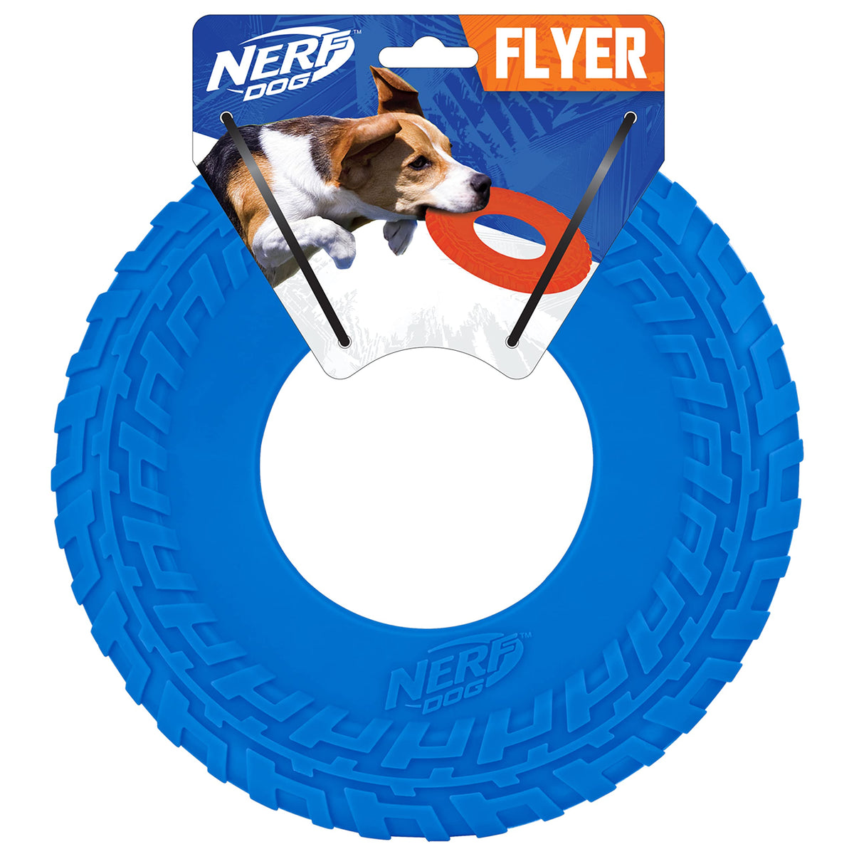 Nerf Dog Tire Flyer Outdoor Dog Toy, 10 Inch Flying Disc Dog Fetch Toy, Rubber Dog Toy For Medium Dogs And Large Dogs, Blue