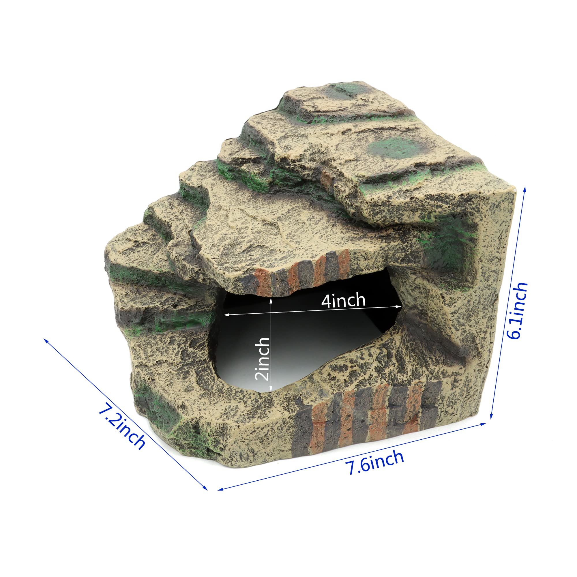 JIHAQUA Large Resin Reptile Tank Accessories Hideouts Cave Habitat Decor for Leopard Gecko Lizards Turtle