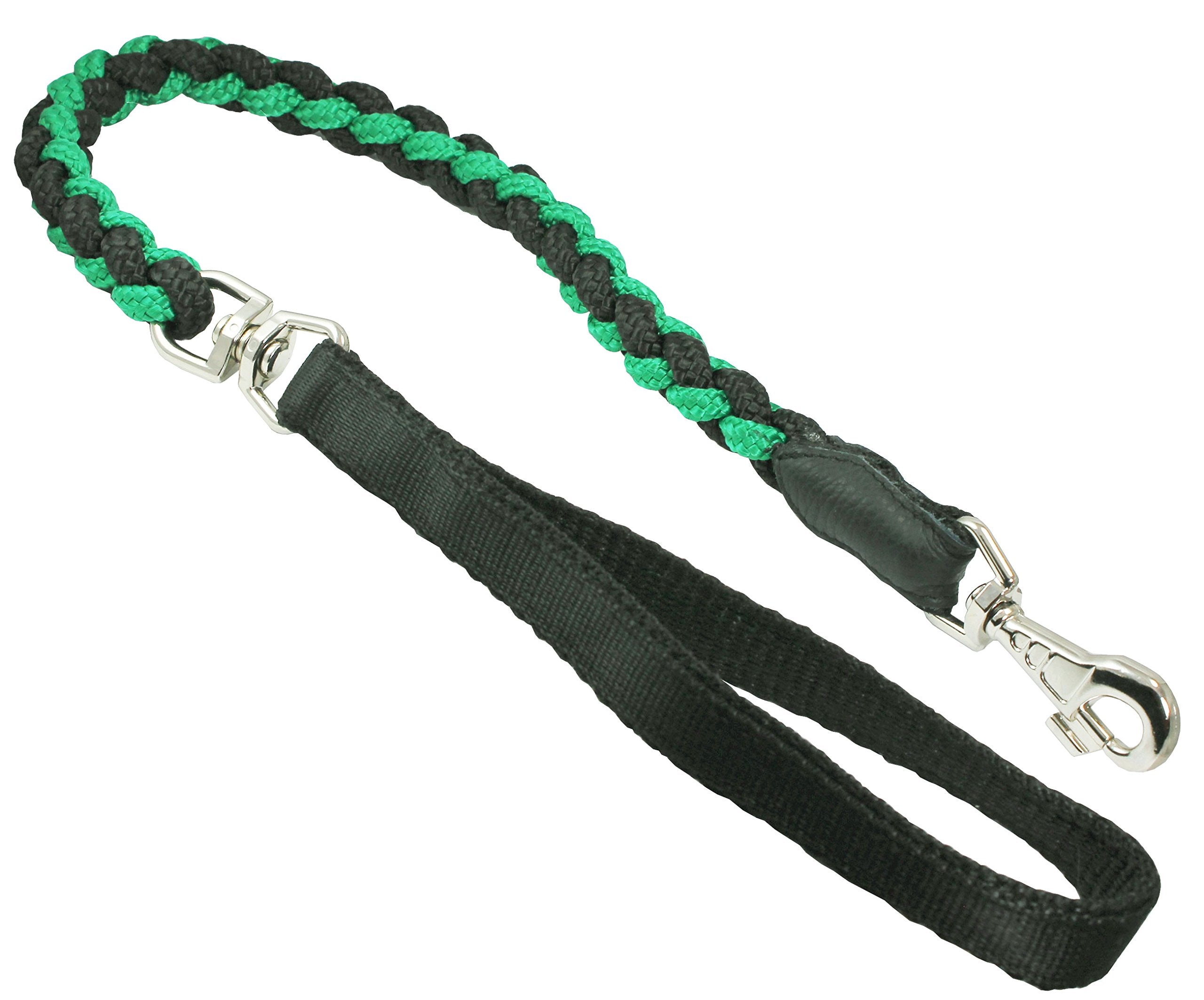 Dogs My Love 1' Wide Braided Rope Short Leash 32' Long Large (Black/Green)