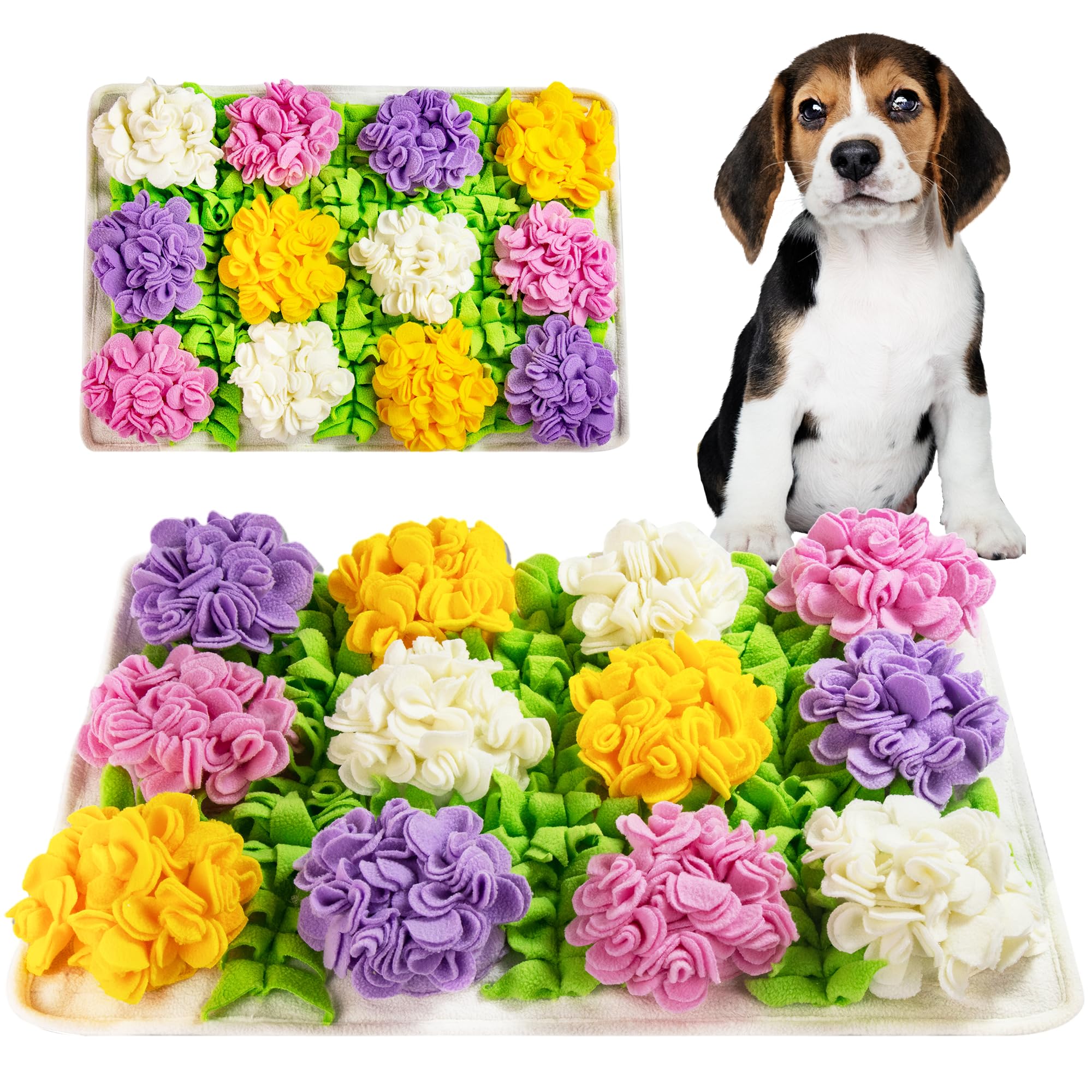 MHTTEC Snuffle Mat Flowerball - 23.62'' x 15.75'' Dog Sniffing Mat for Smell Training & Slow Eating