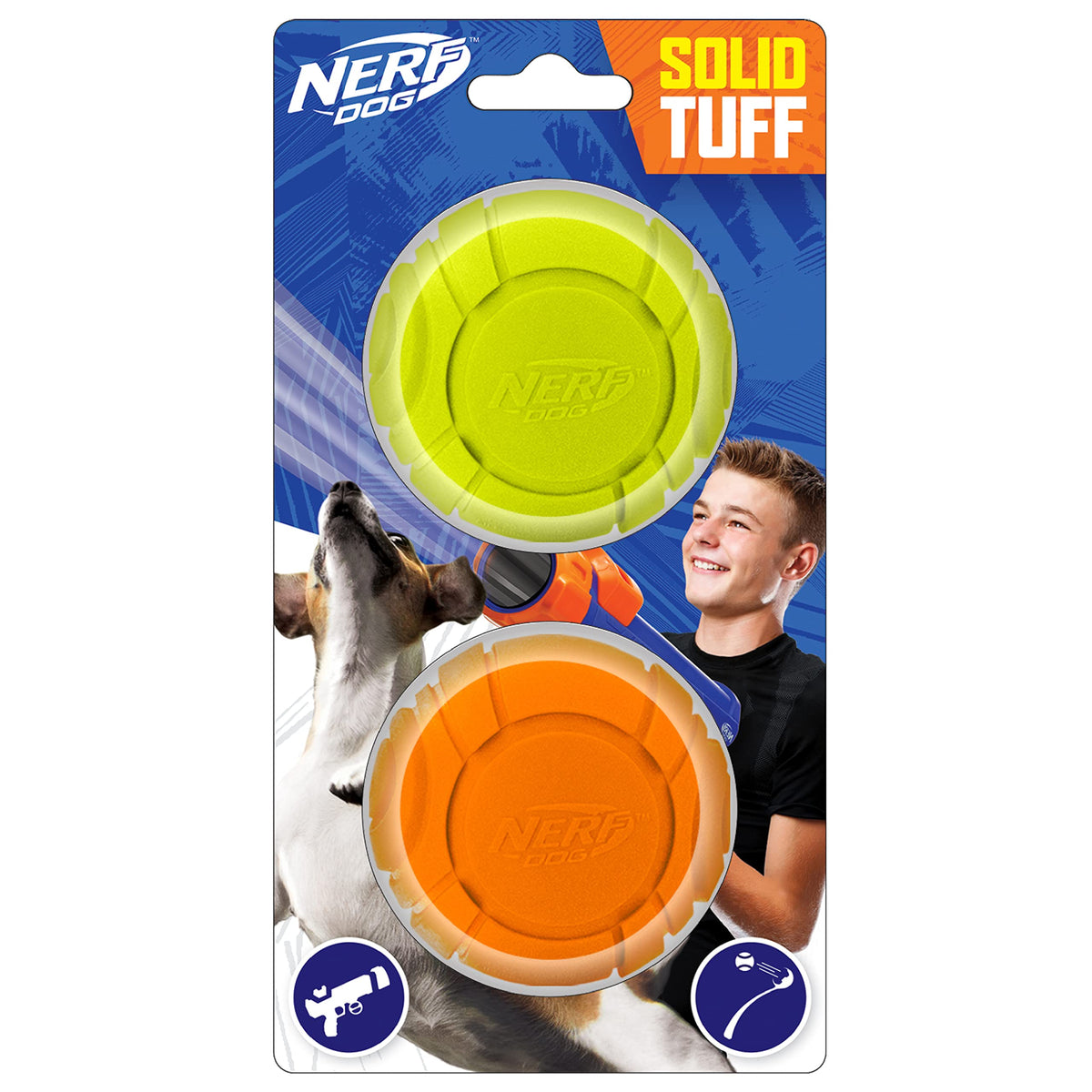 Nerf Dog Sonic Ball Dog Toys, Lightweight, Durable And Water Resistant, 2.5 Inches, For Small/Medium/Large Breeds, Two Pack, Gre