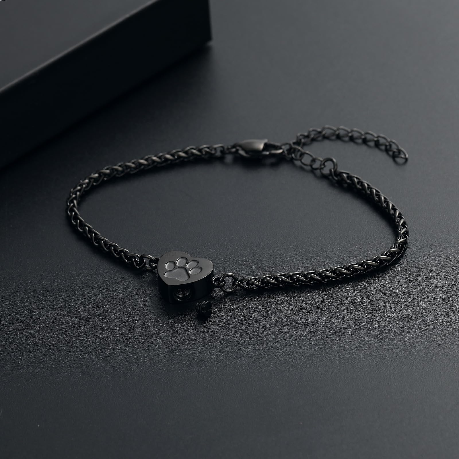 Qgjnsgc Heart Urn Bracelet For Pet Ashes - Paw Print Cremation Bangle Jewelry For Women