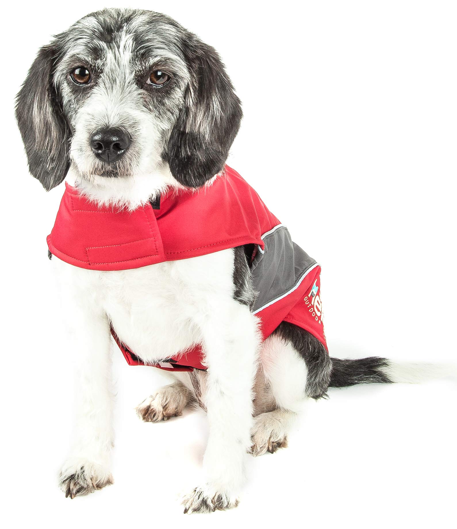DOGHELIOS High Octane Softshell Neoprene Polar Fleece Reflective Performance Pet Dog Coat Jacket w/ Blackshark technology, Lar