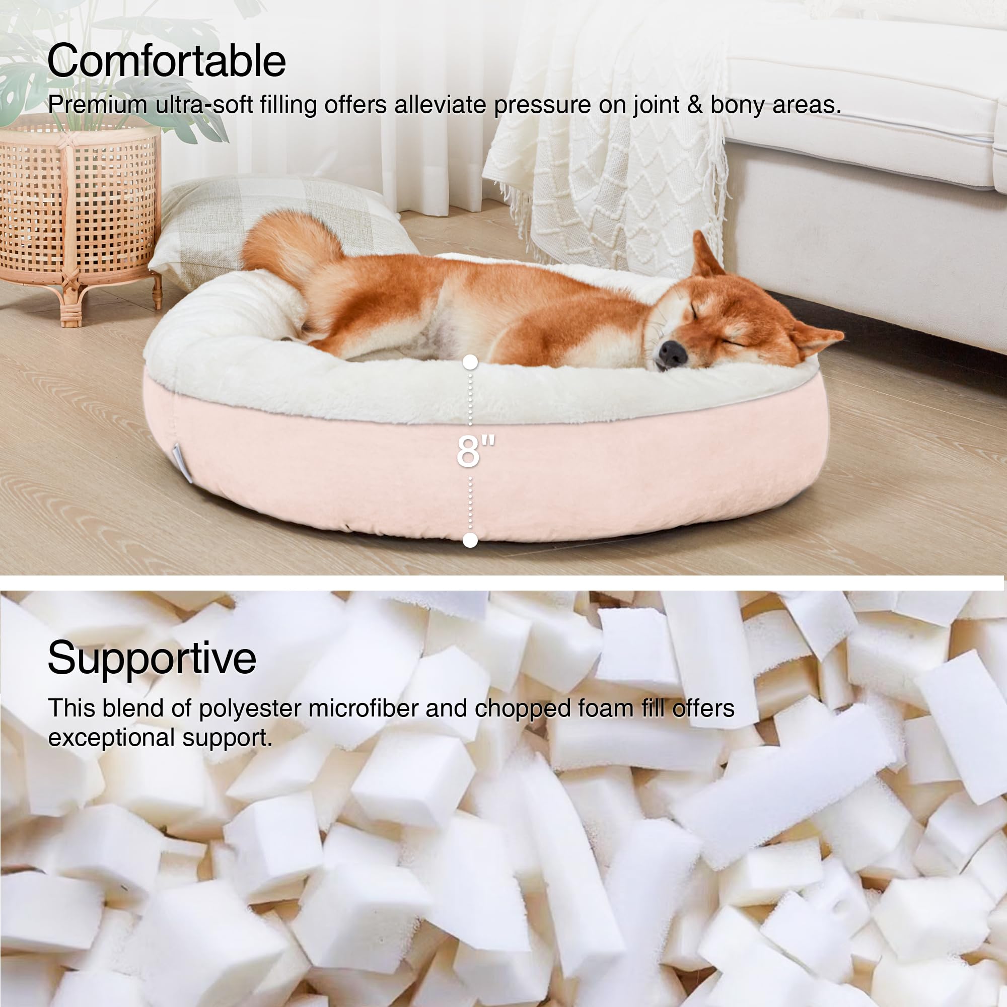 Love'S Cabin Round Donut Cat And Dog Cushion Bed, 30In Pet Bed For Medium Or Large Dogs, Anti-Slip & Water-Resistant Bottom, Soft Durable Fabric Pet Beds, Washable Calming Cat & Dog Bed Pink