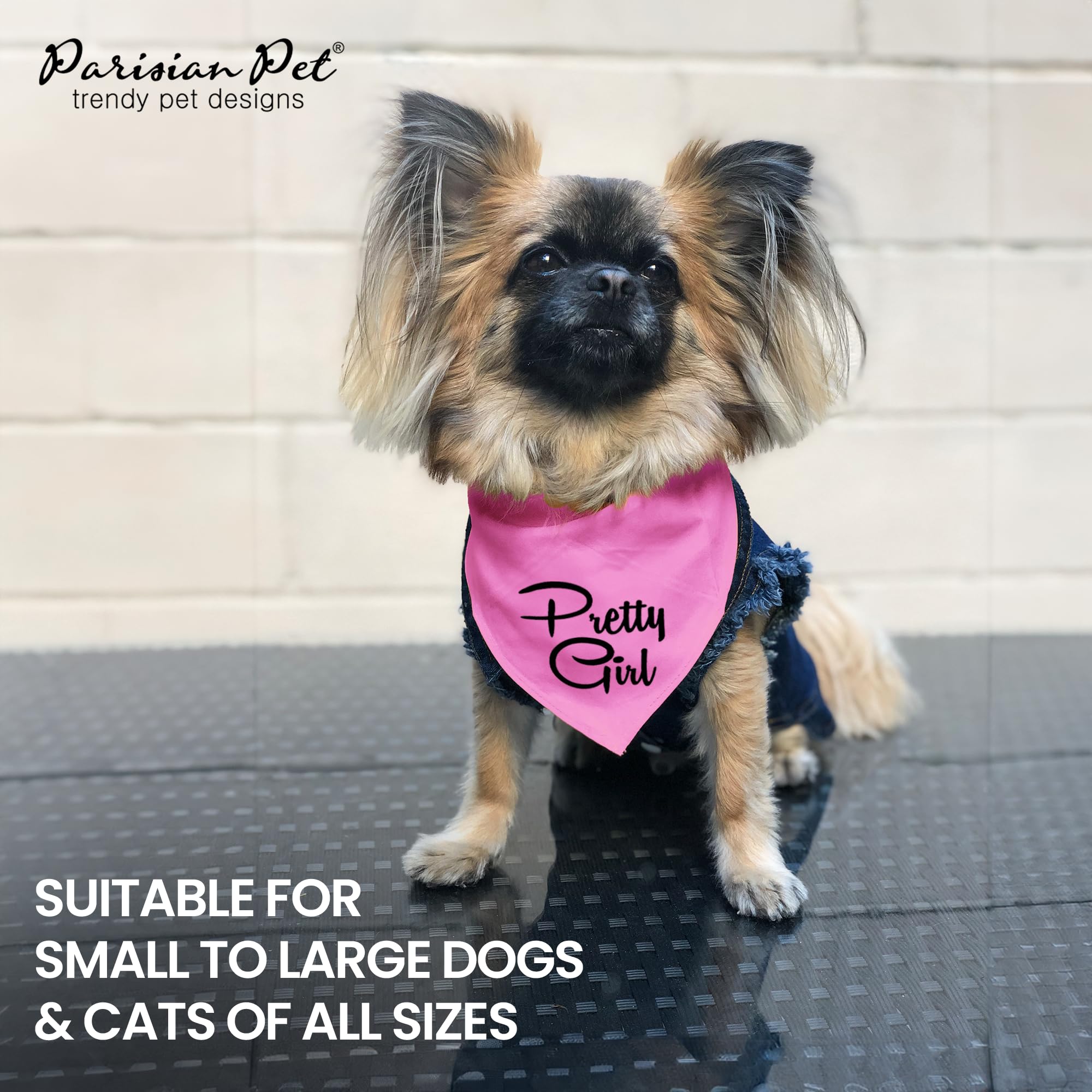 Parisian Pet Dog Bandanas Girl With Printed 'Pretty Girl' Word - Tie-On Adjustable Dog Scarf For Large Dogs Female - Triangle Pink Dog Bandana - Female Dog Bib, Handkerchief For Pets