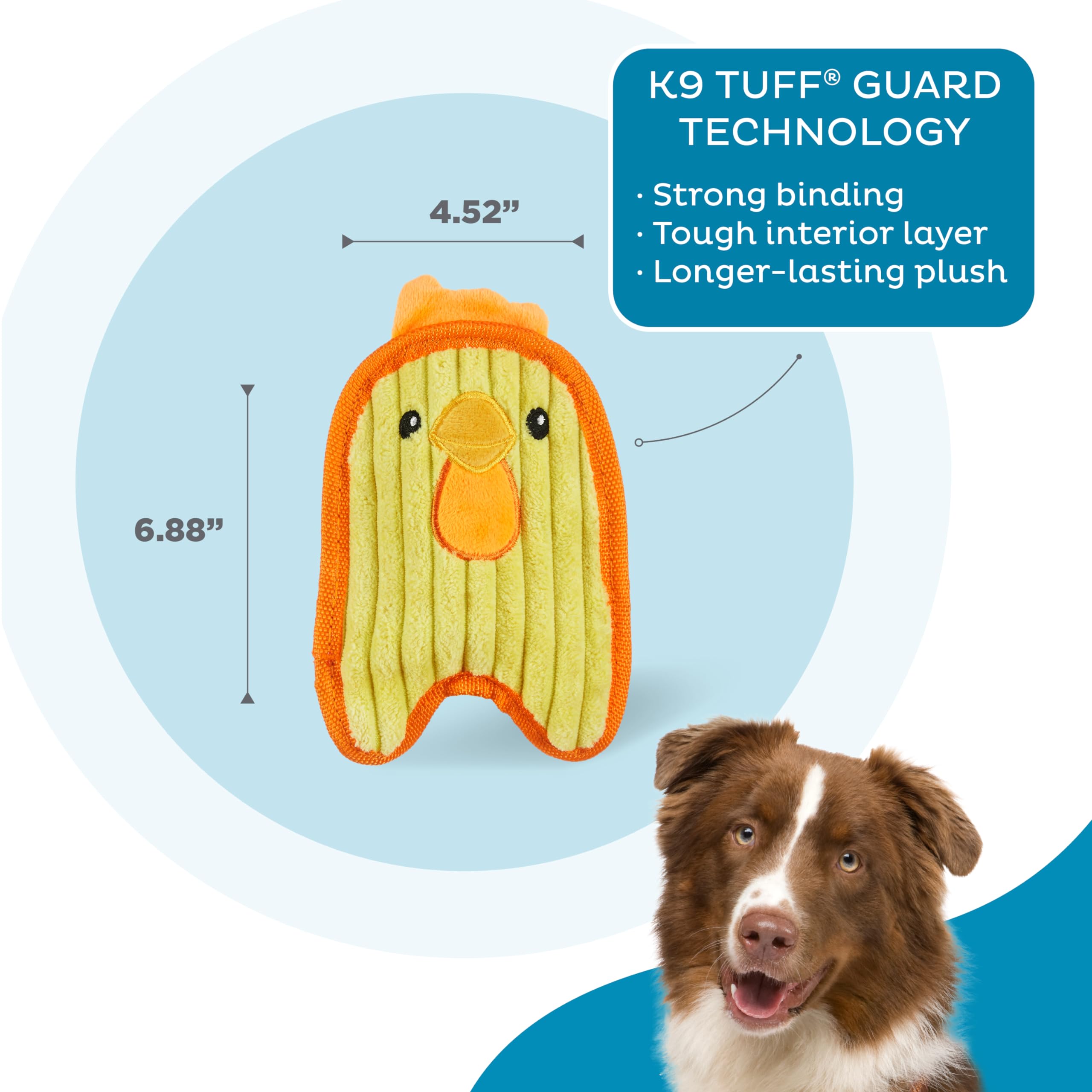 Outward Hound Durablez Tough Plush Squeaky Dog Toy, Chicken, Yellow, Xs