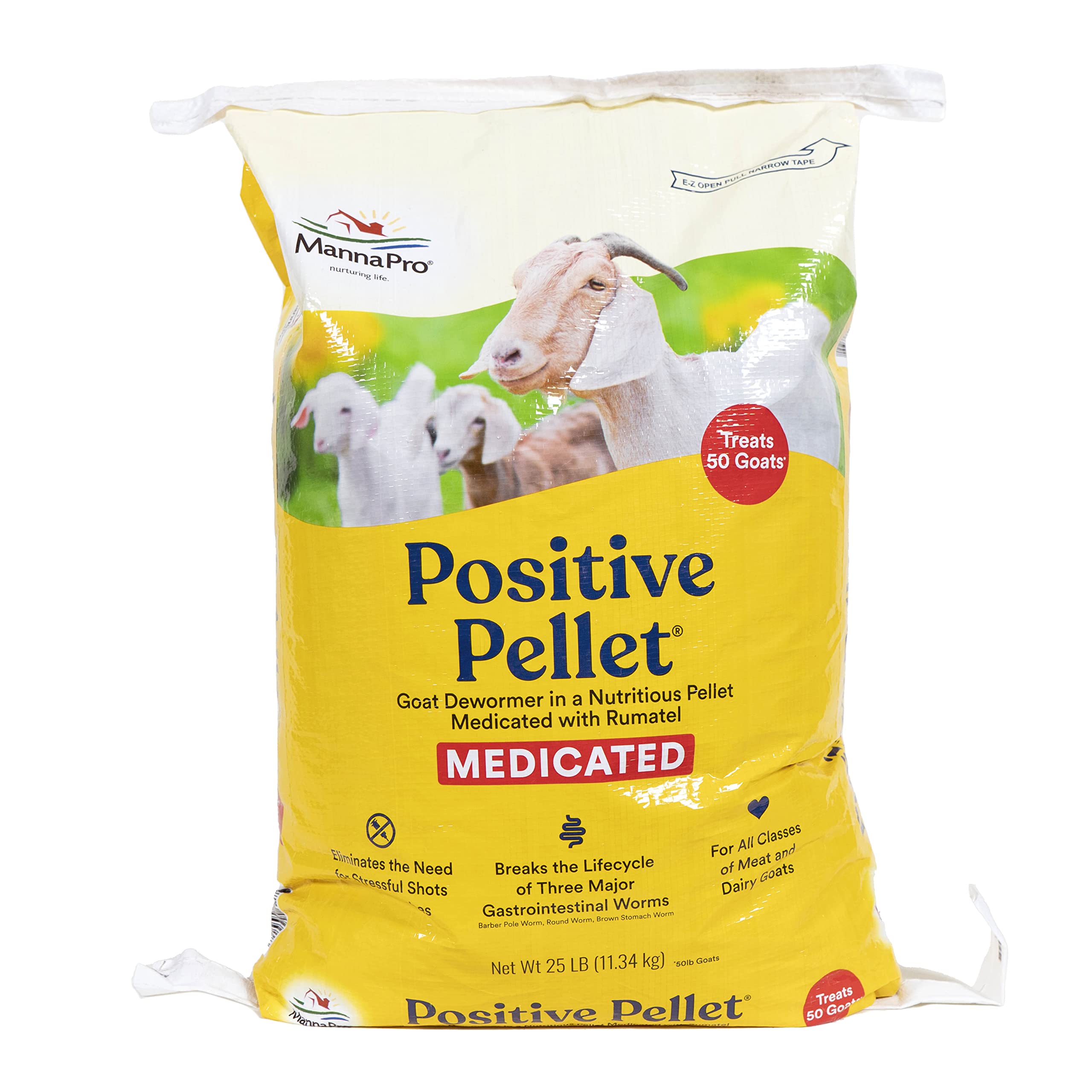 Manna Pro Positive Pellet Goat Dewormer Medicated, 25 lbs