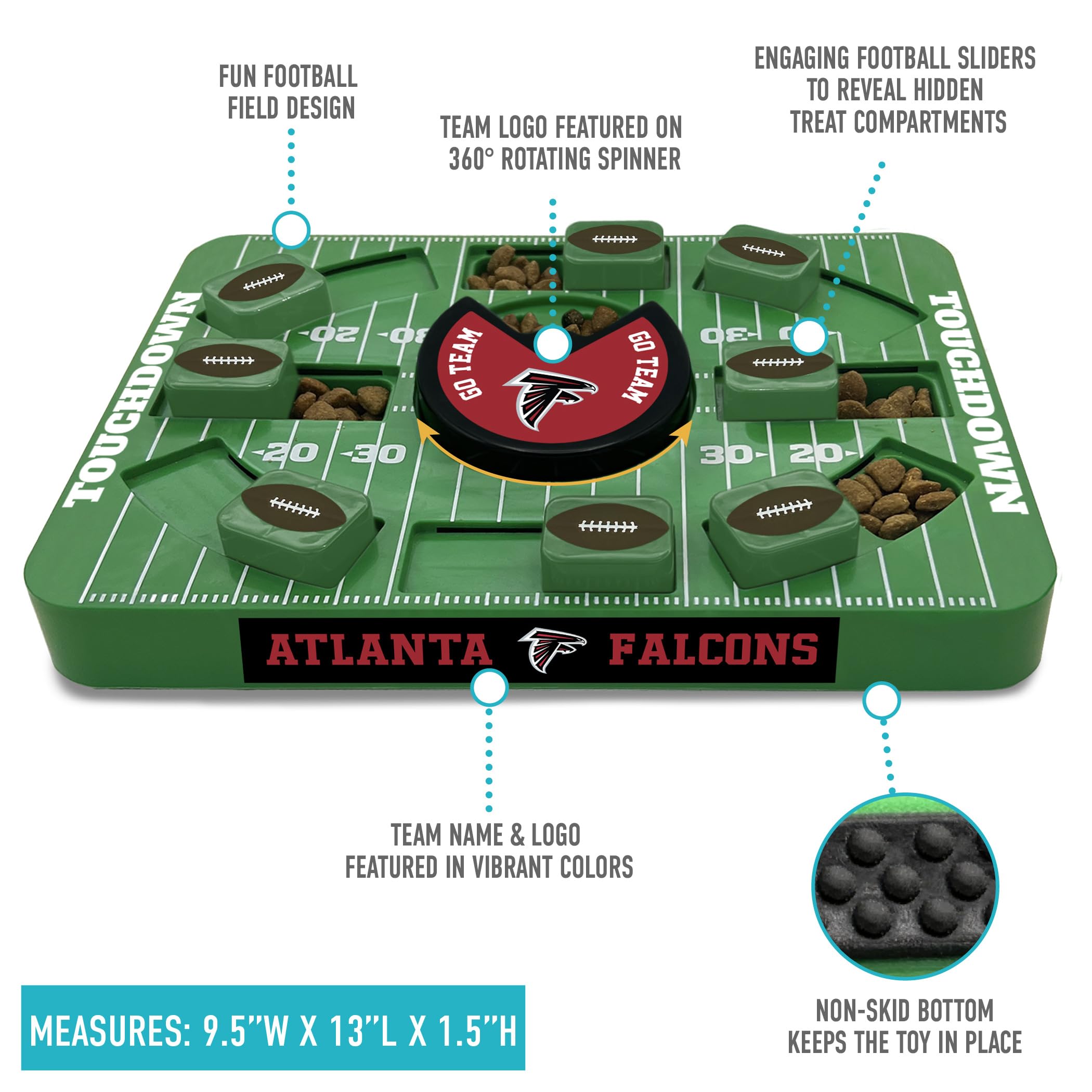 Pets First Nfl Atlanta Falcons Large Puzzle Toy, New Size, Interactive Dog Treat & Slow Feeding Toy
