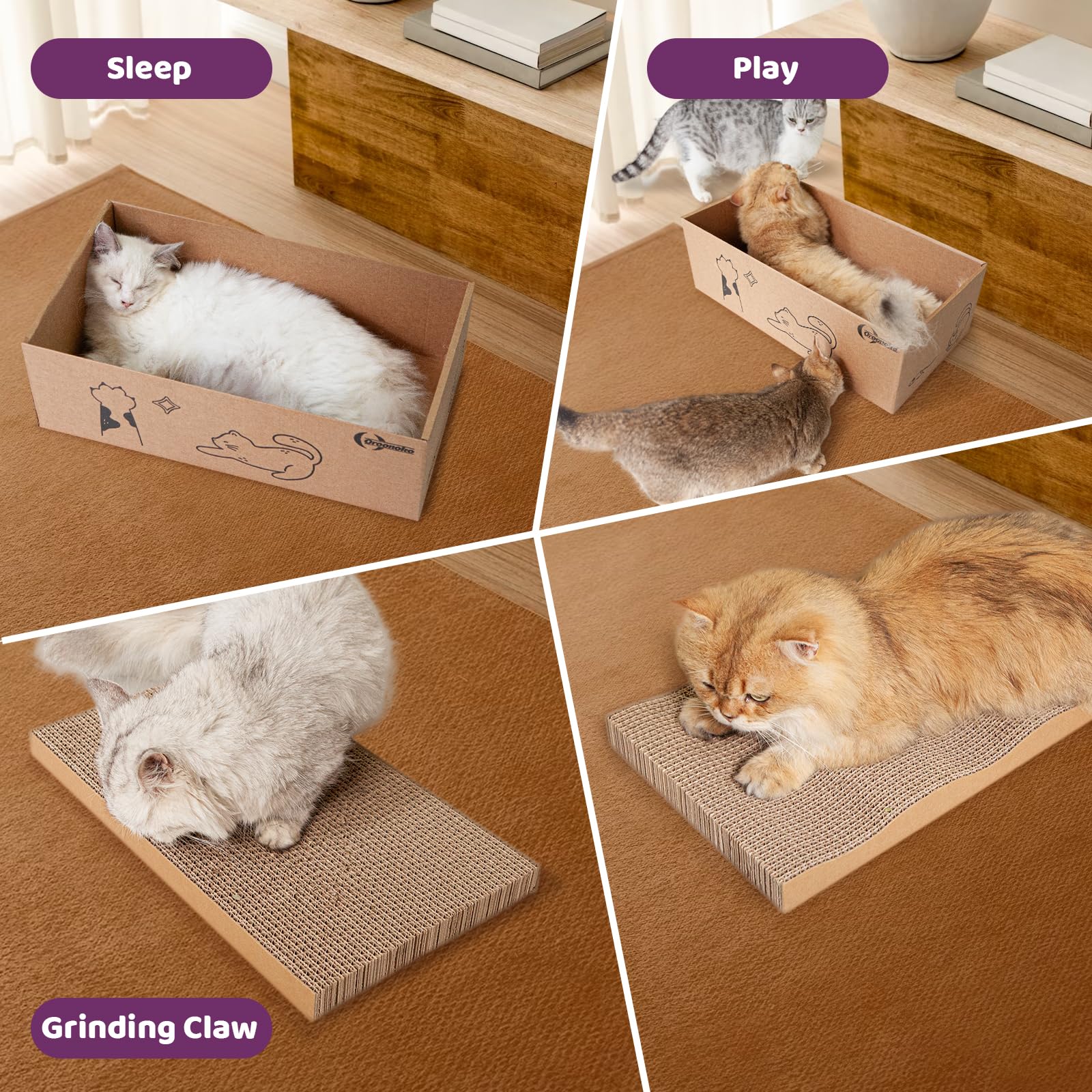 5 In 1 Cat Scratcher Cardboard,Xl-Large Cat Scratch Pad,Cat Scratching Boards With Box For Medium To Large Cat Indoor Use Protec
