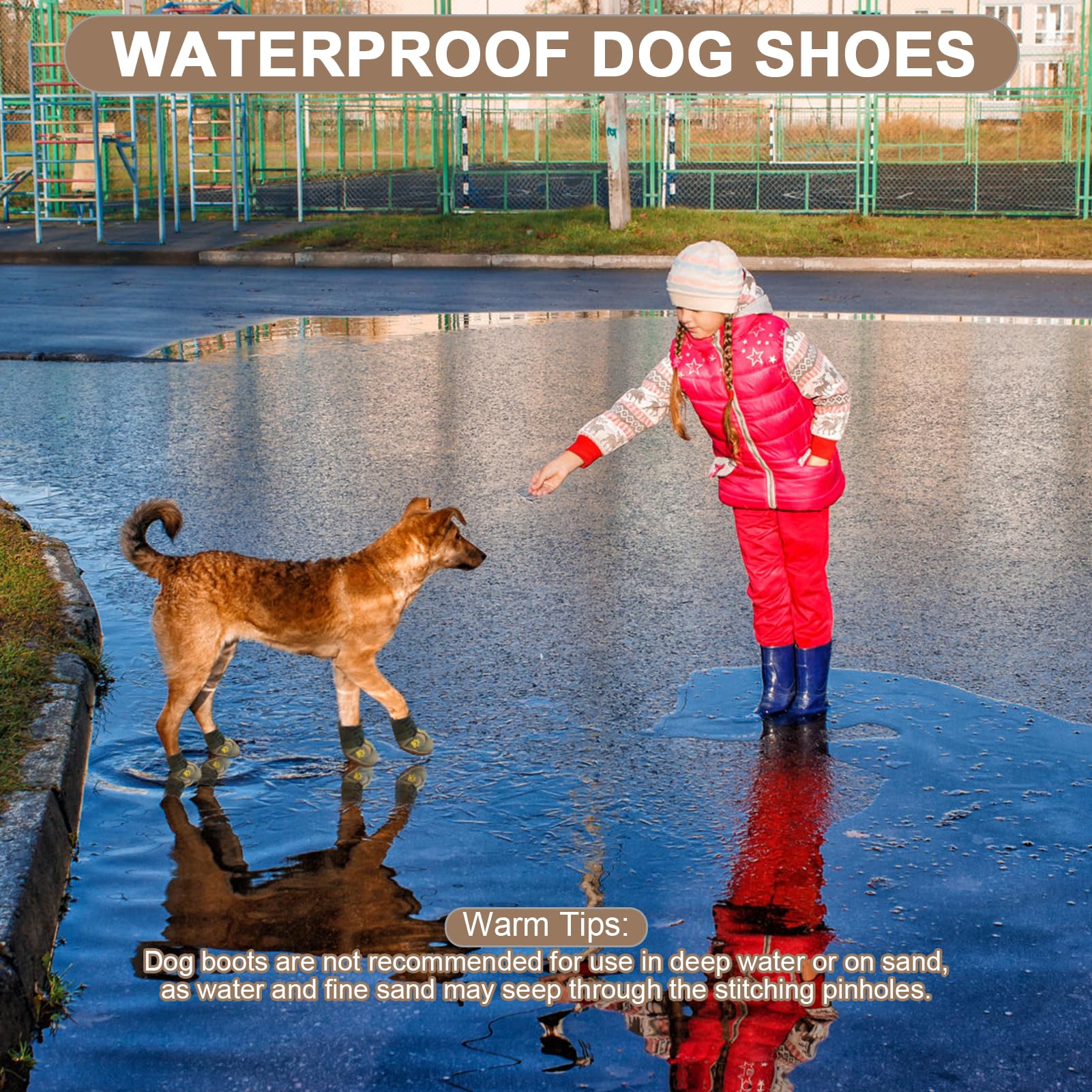 Expawlorer Anti-Slip Dog Shoes - 4Pcs Waterproof Dog Boots With Reflective Straps For Outdoor Hiking, Dog Paw Protectors For Hot