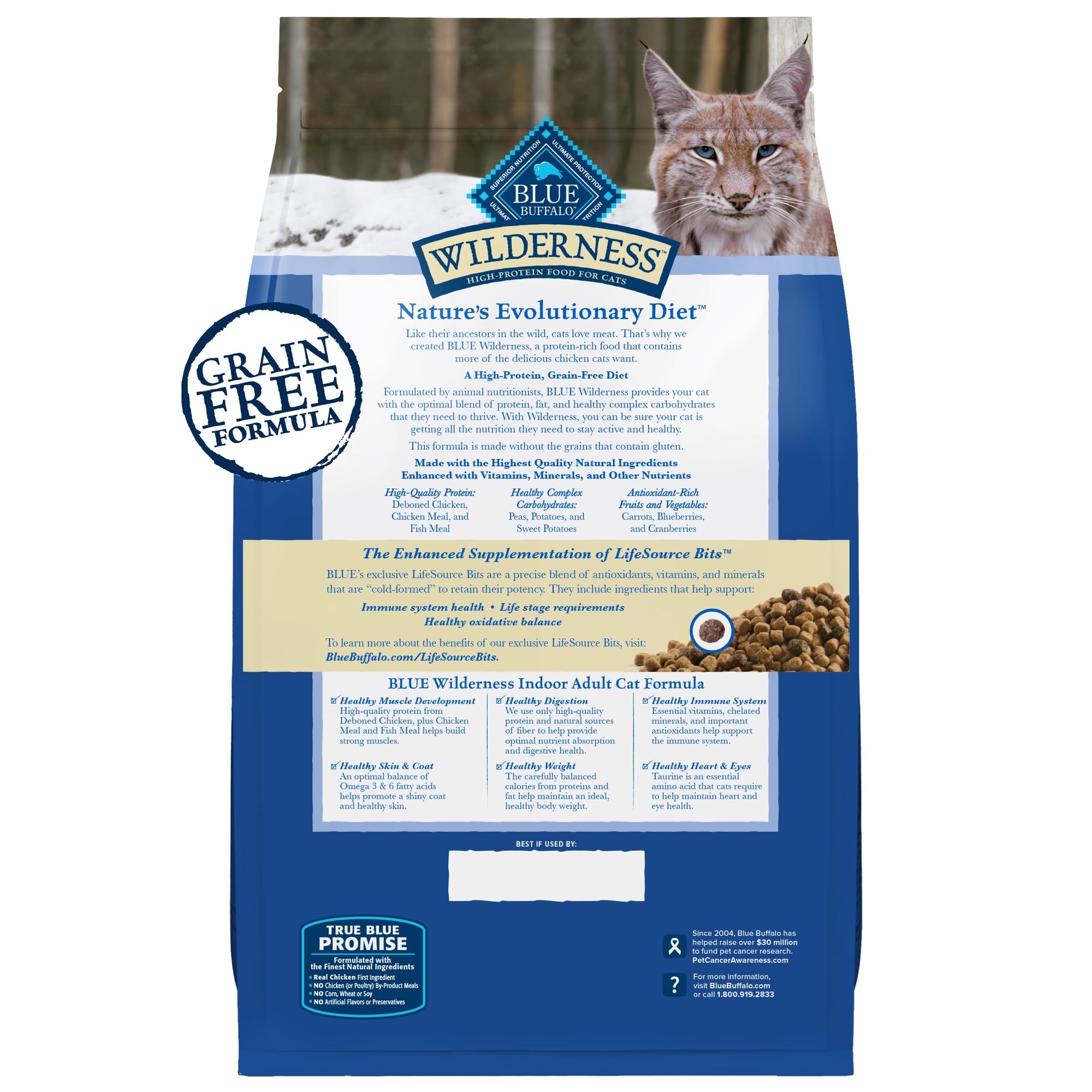 Blue Buffalo Wilderness High Protein, Natural Adult Indoor Dry Cat Food, Chicken 15-lb