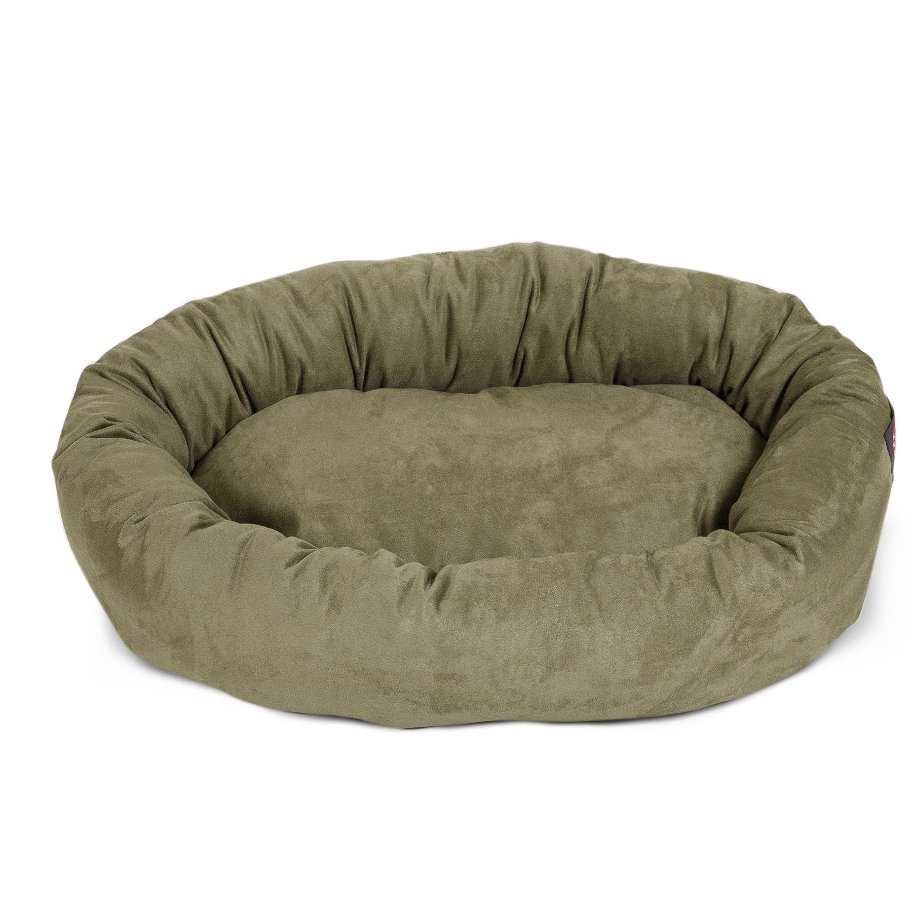 Majestic Pet 24 Inch Suede Calming Dog Bed Washable – Cozy Soft Round Dog Bed With Spine Support For Dogs To Rest Their Head - Fluffy Donut Dog Bed 24X19X7 (Inch) - Round Pet Bed Small – Sage