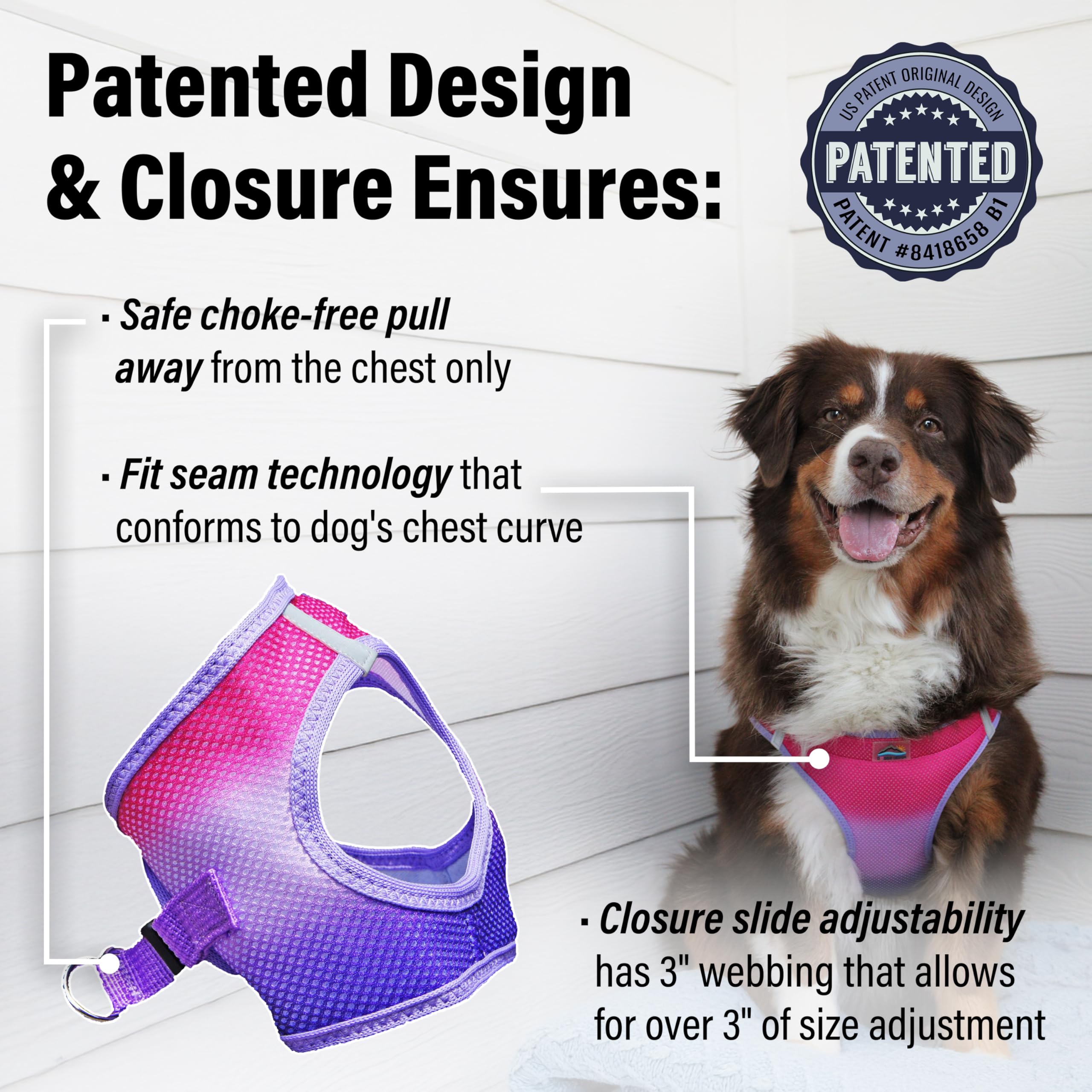 Doggie Design Dog Harness - No Choke Dog Harness, Dog Vest, Mesh Polyester, Pet Harness, Simple Step In Design, Harness For Dog - Raspberry Sundae, 3Xl