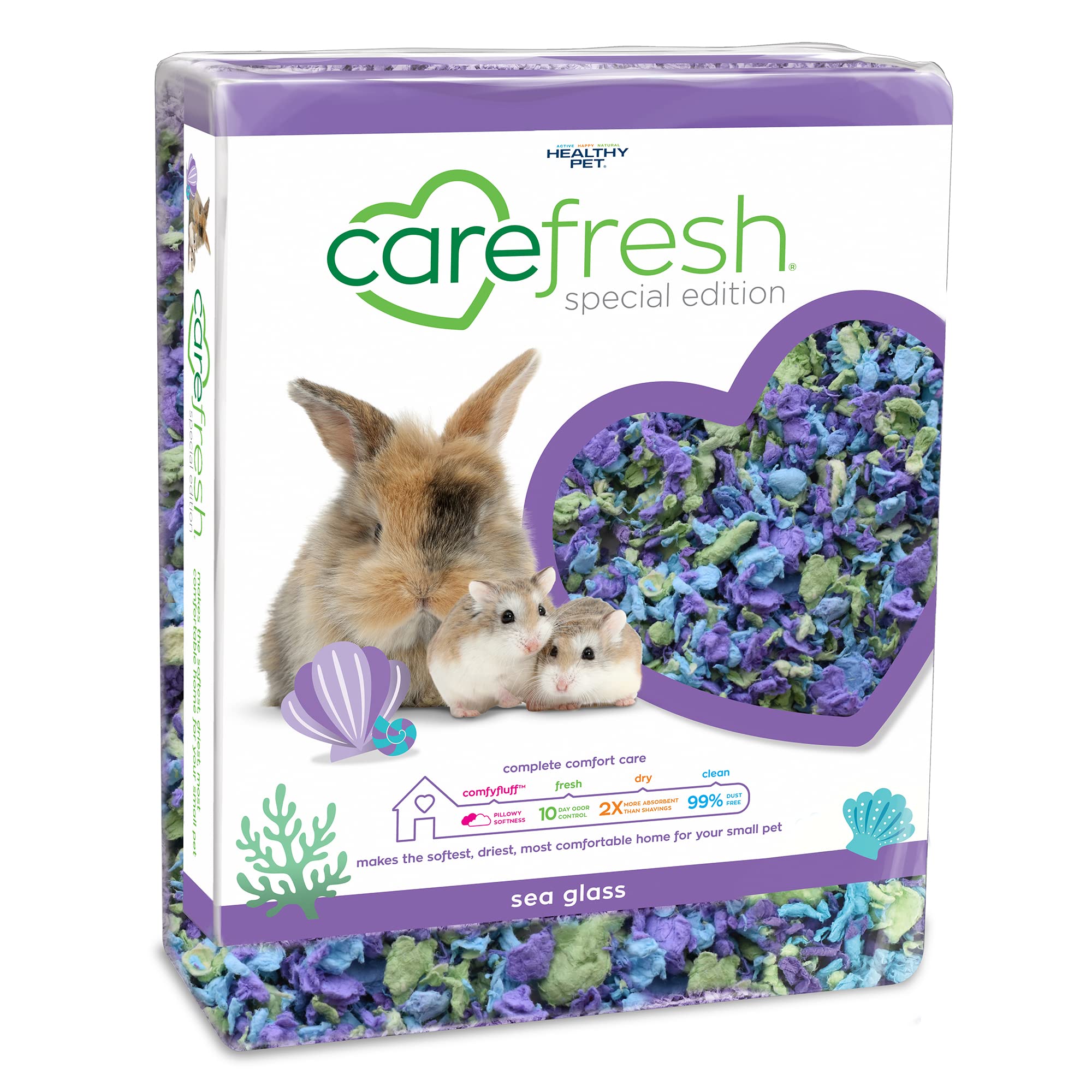 Carefresh 99% Dust-Free Sea Glass Natural Paper Small Pet Bedding With Odor Control, 50 L