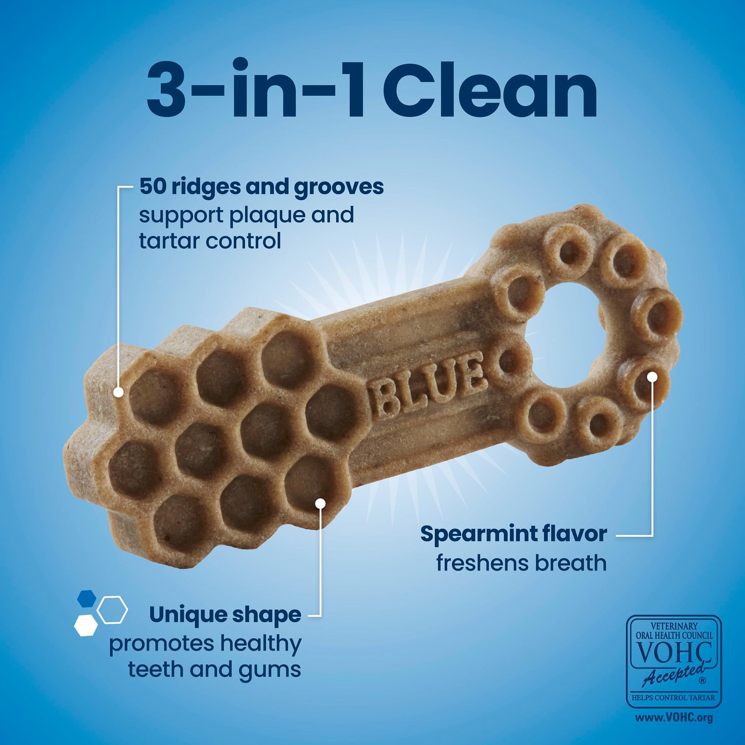 Blue Buffalo Dental Chews Large Natural Dog Treats, Chicken & Spearmint 33-oz Bag (21 Count)