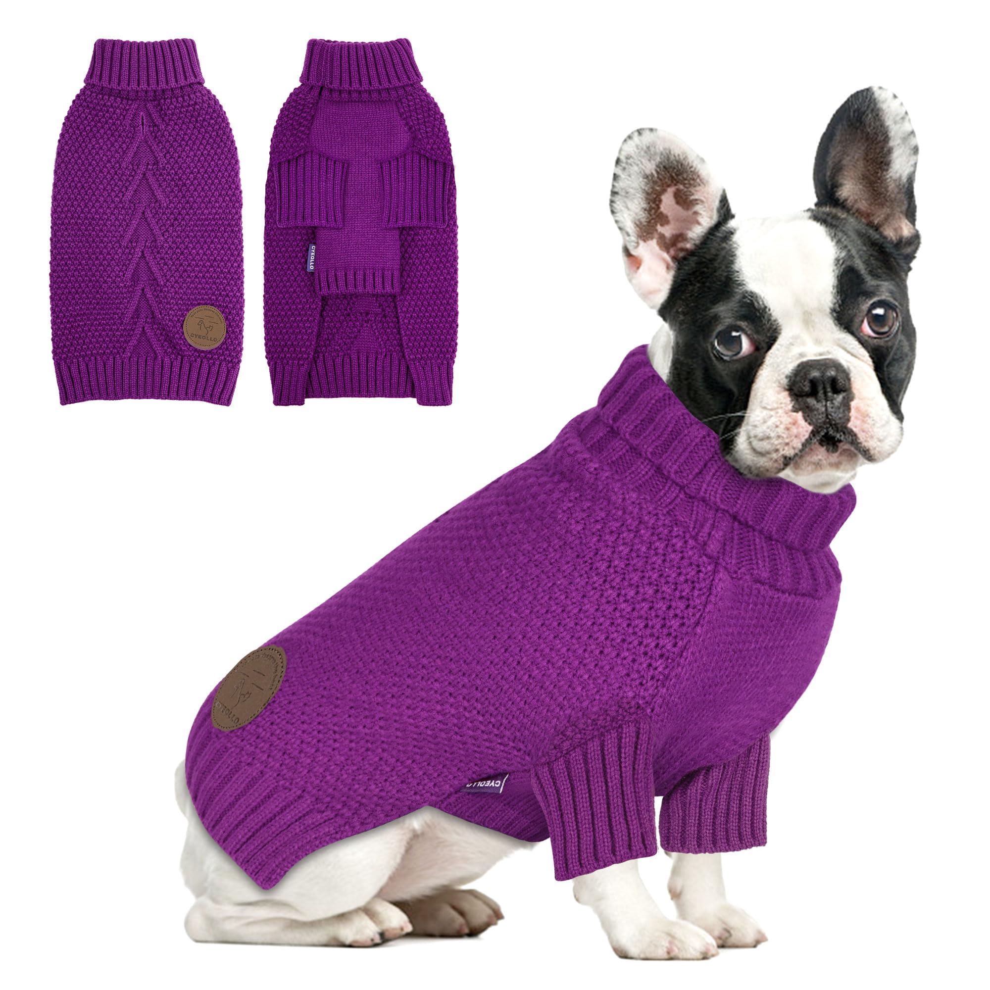 cyeollo Dog Sweater Pullover Turtleneck for Dogs, Classic Knitwear Fall Winter Cold Weather Dog Clothes Warm Pet Apparel Small D
