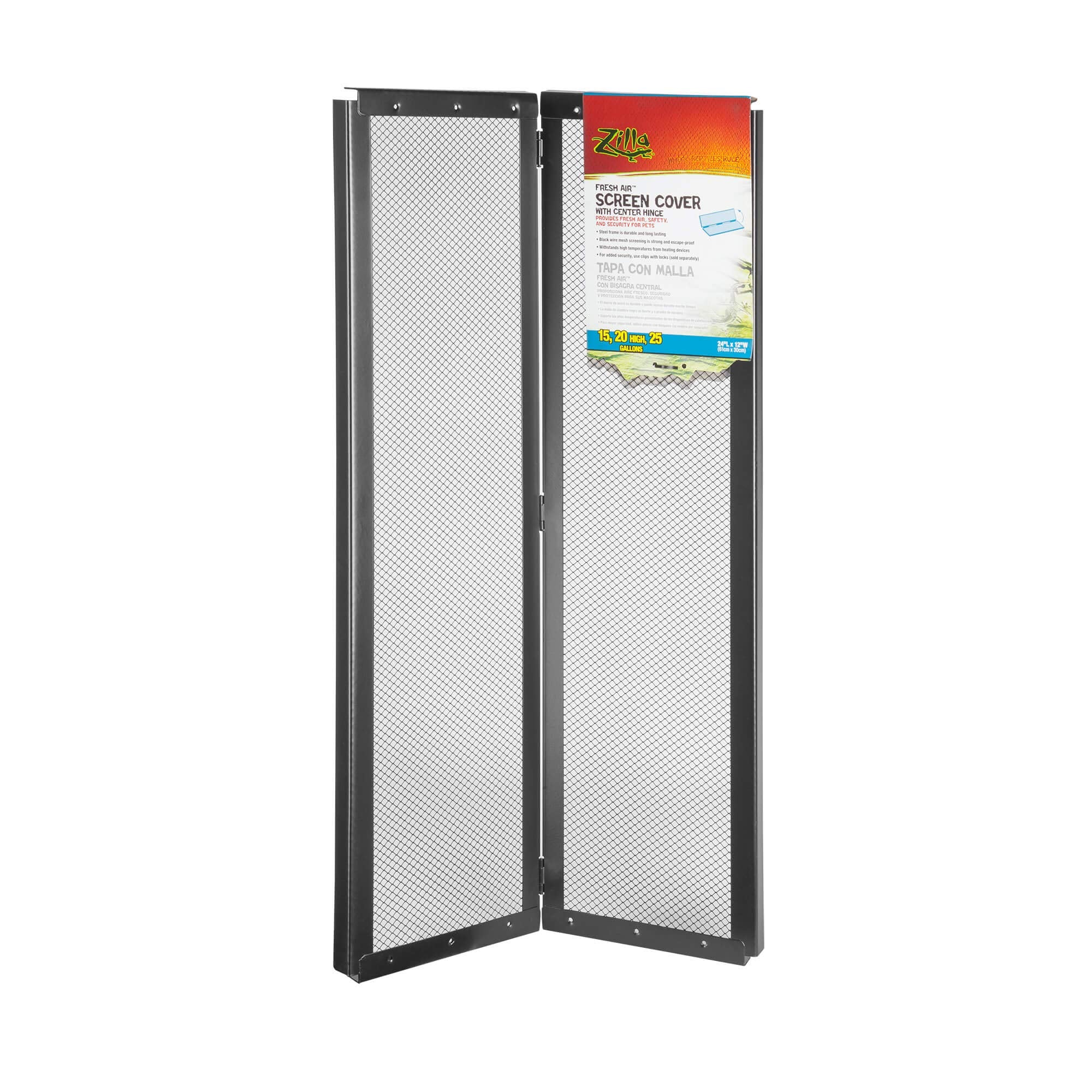 Zilla Screen Cover With Center Hinge For Reptiles, 24' X 12'