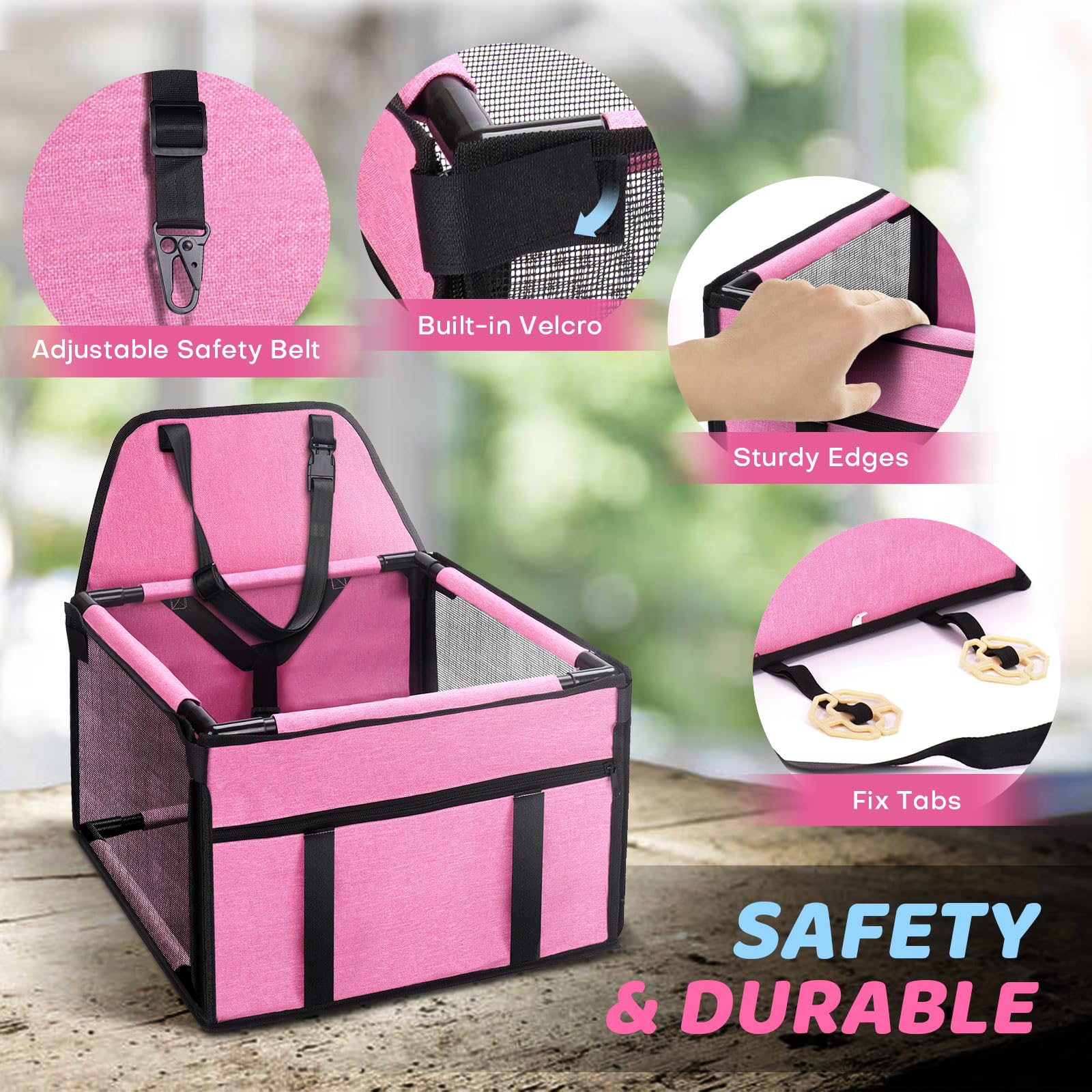 Genorth Dog Car Seats For Small Dogs,Portable Puppy/Pet Car Booster Seat With Clip-On Leash And Mesh Window For Small Pet Up To 11 Lbs