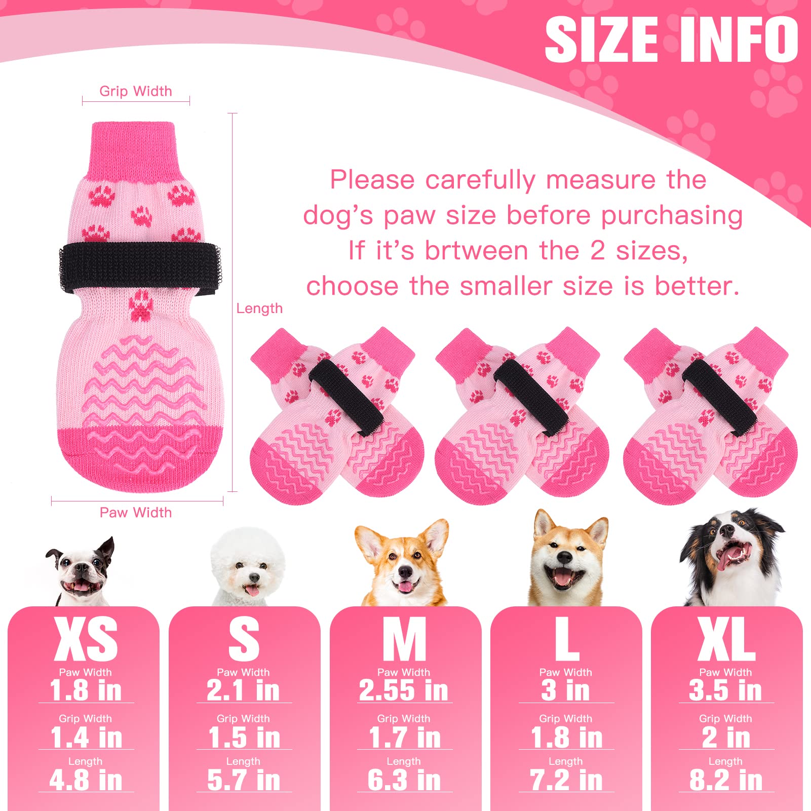 Expawlorer 3 Pairs Anti-Slip Dog Socks - Double Side Large Coverage Non-Slip That Works Even When Twisted, Soft Paw Protector, Prevents Licking, Slipping, Better Control For Indoor On Wooden Floor