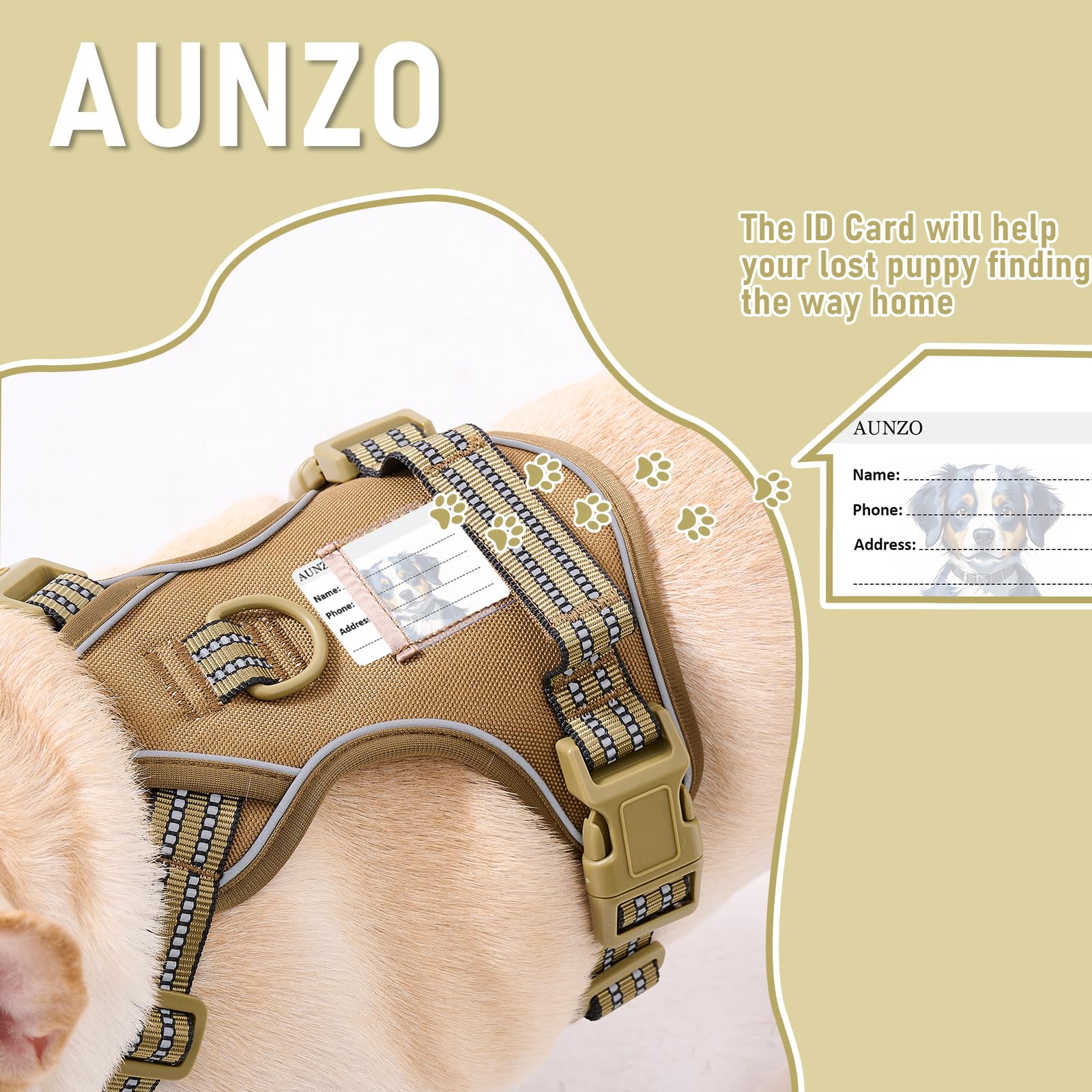 Aunzo No-Pull Adjustable Dog Harness For Small Dogs, Easy Control With Handle, Havanese Chihuahua Puggle, Inescapable, Ez Walkin
