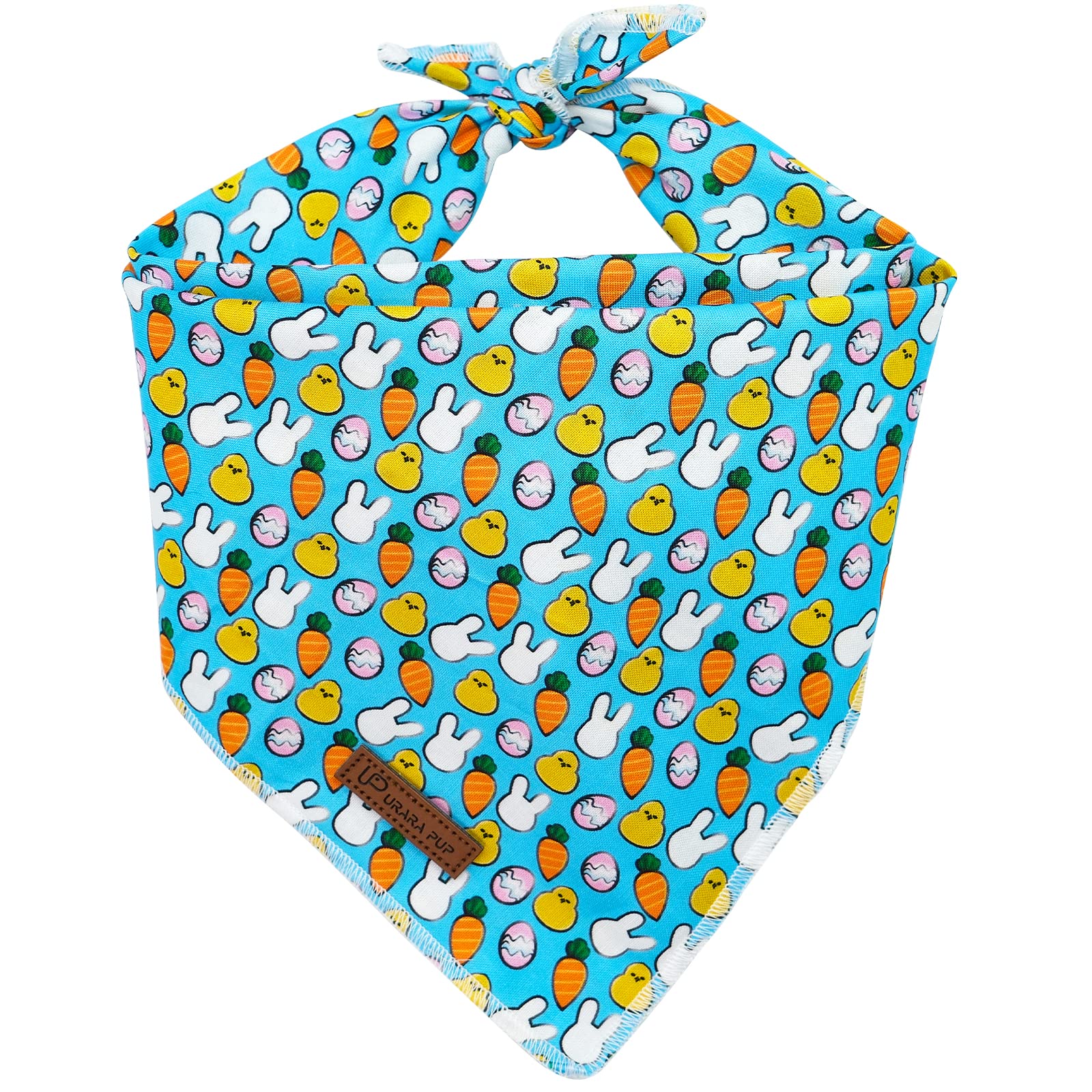 Up Urara Pup Easter Triangle Bid Dog Bandana, Blueegg Cotton, S (23'' X 16'' X 16''), Comfortable, Geometric Rabbit Pattern, Uni