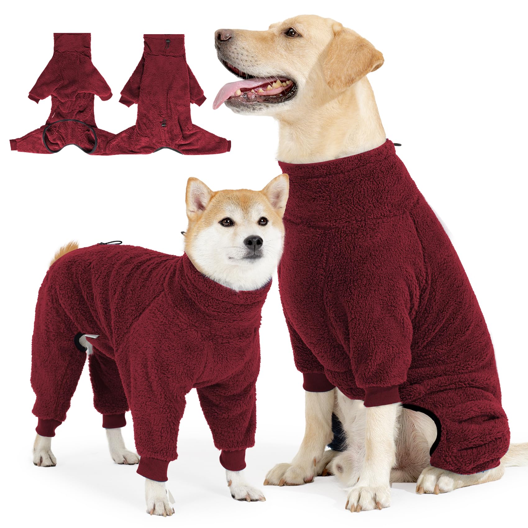 Pinellia Winter Coat, Warm Fleece Jacket, Windproof Pullover Jumpsuit, Full Body Pajamas Onesie, Cold Weather Clothes For Medium