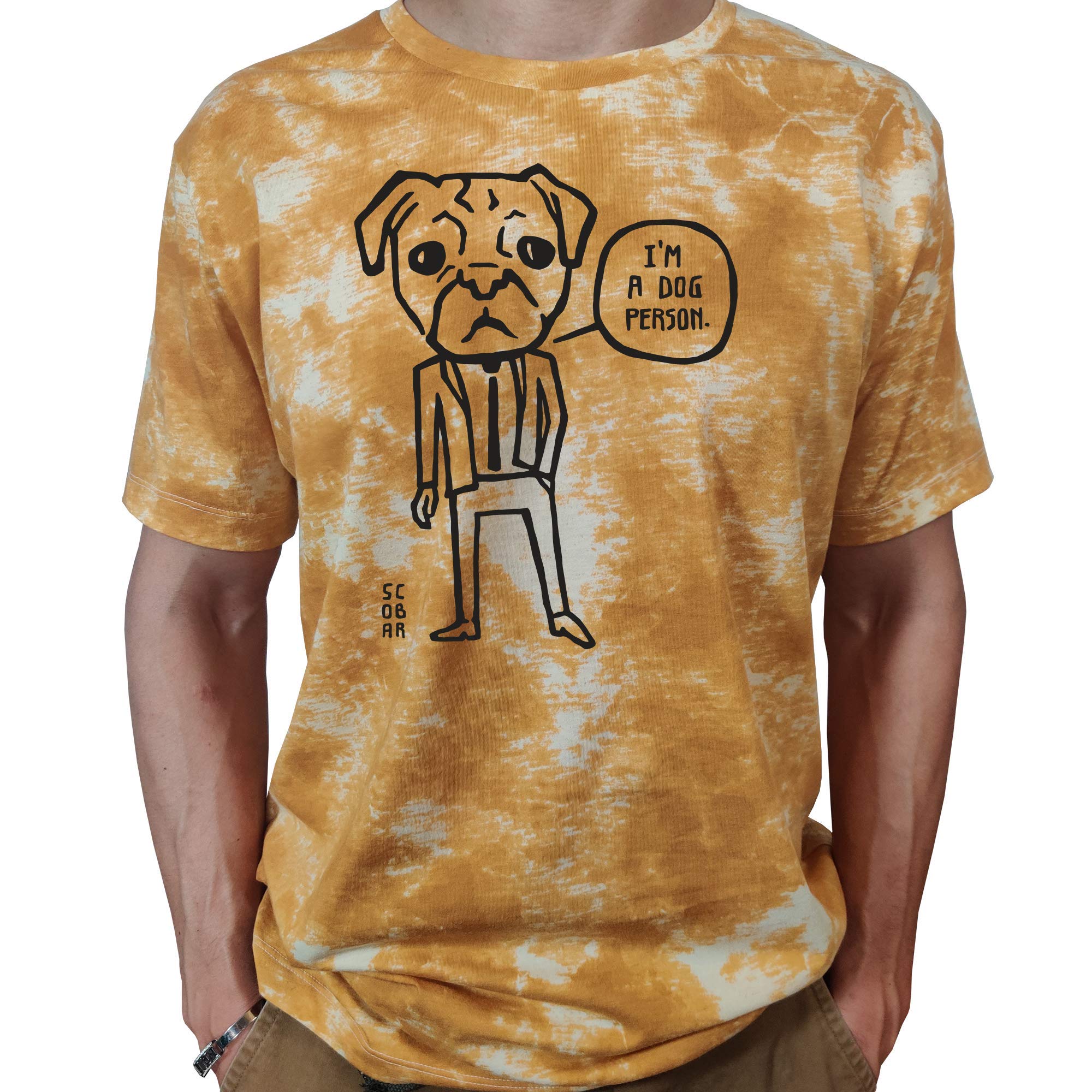 Cat/Dog Person T-Shirt (Dog Tie-Dye Yellow, Large)