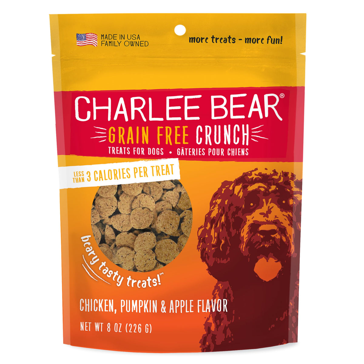 Charlee Bear Grain-Free Bear Crunch Chicken, Pumpkin & Apple Flavor - Net Wt 8 Oz.