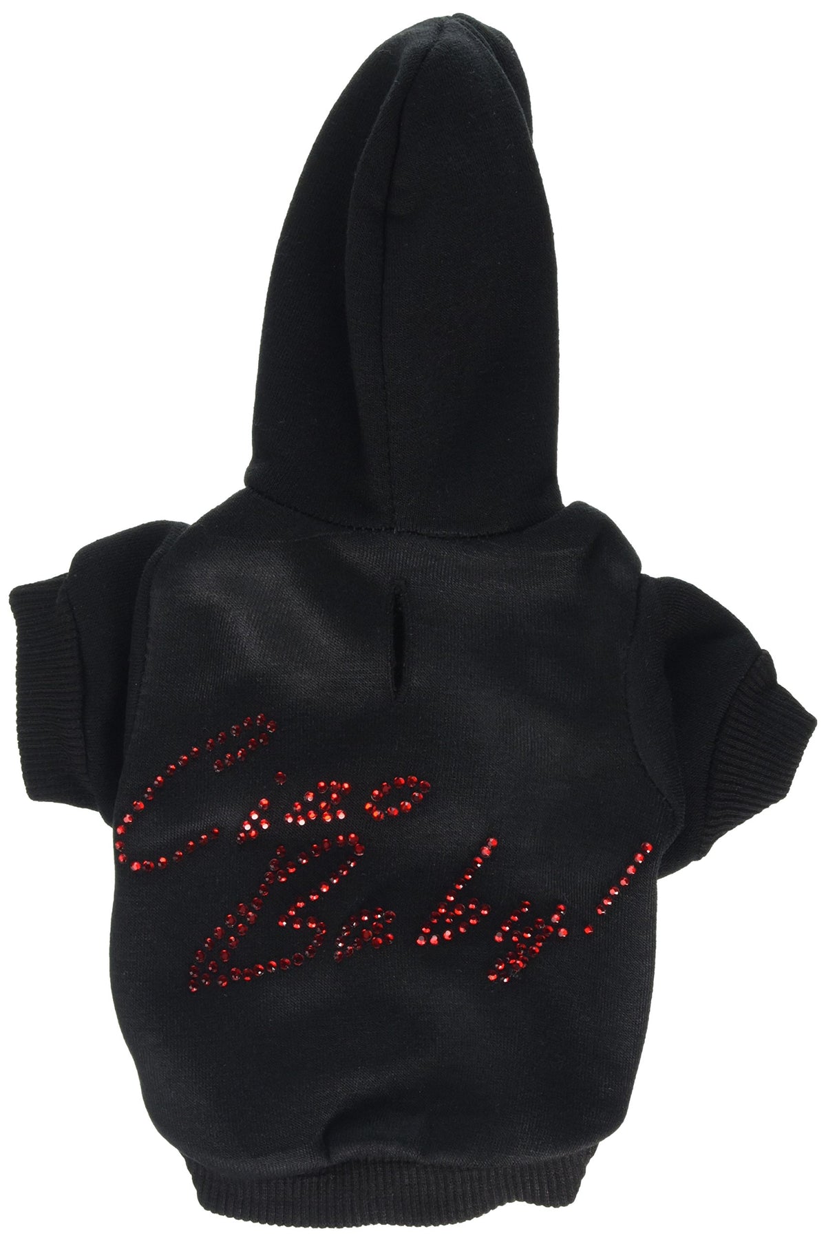 Pet, Dog & Cat Hoodie Rhinestone, &quot;Ciao Baby&quot; Black LG (10-14 lbs.)