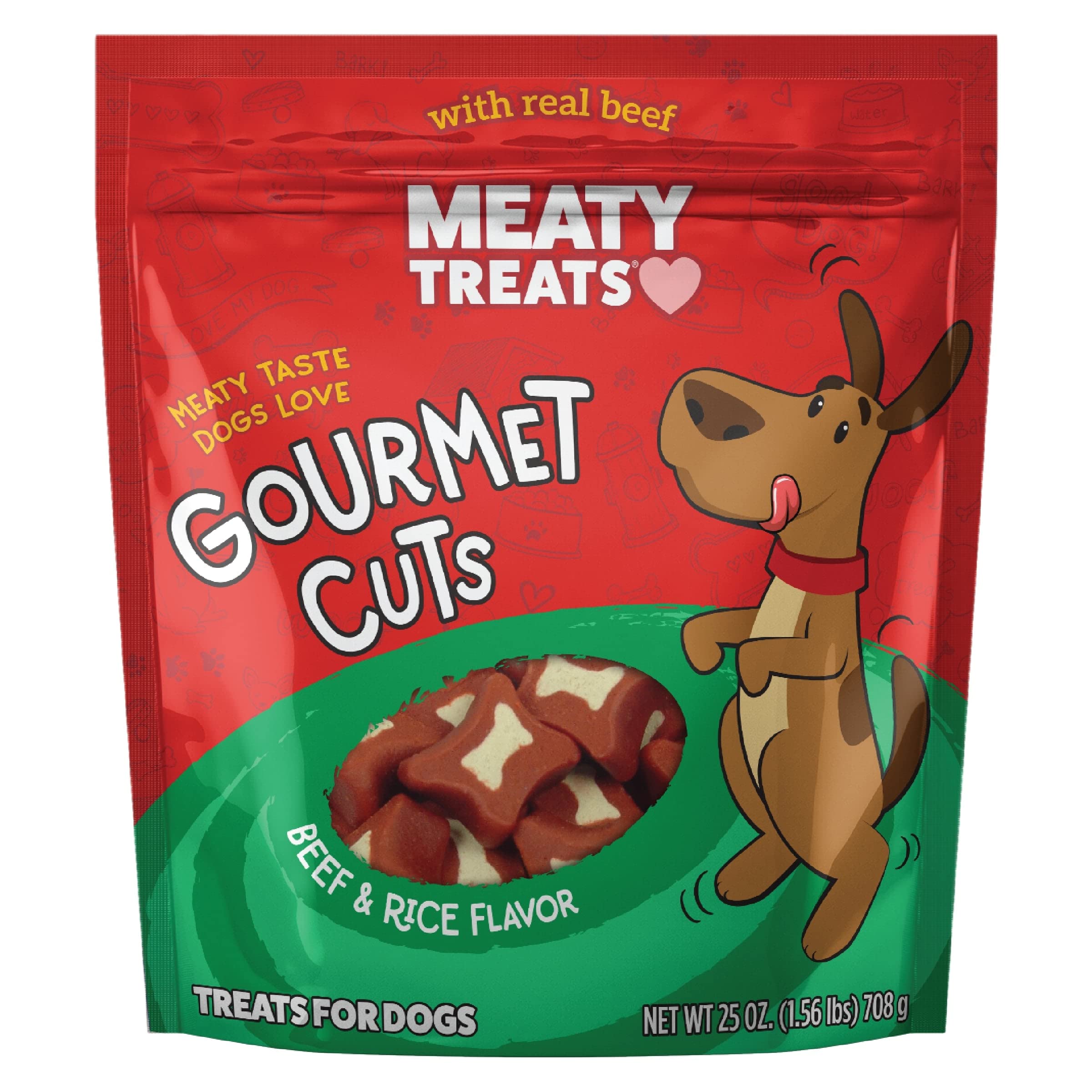 Meaty Treats Gourmet Cuts Beef & Rice Flavor Soft & Chewy Dog Treats, 25-oz.