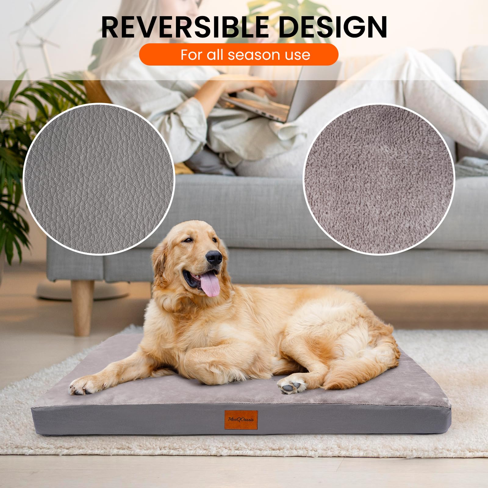 Waterproof Dog Bed For Medium Sized Dogs, Orthopedic Washable Crate Pad 29 Inch, Egg Crate Foam Pet Bed Mat With Removable Cover