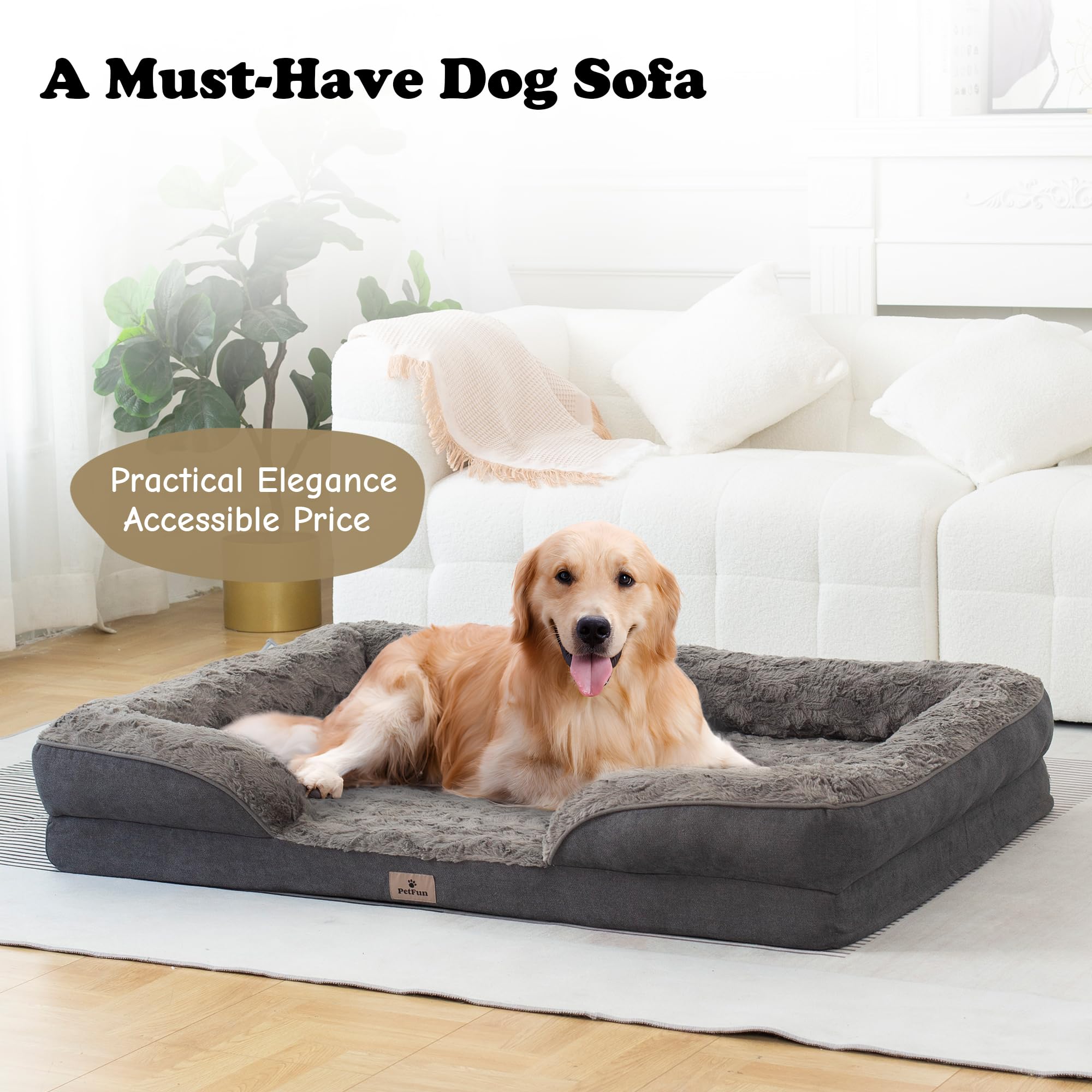 Petfun Orthopedic Dog Bed For Extra Large Dogs - Xl Washable Dog Sofa Beds Large, Supportive Foam Pet Couch Bed With Removable W