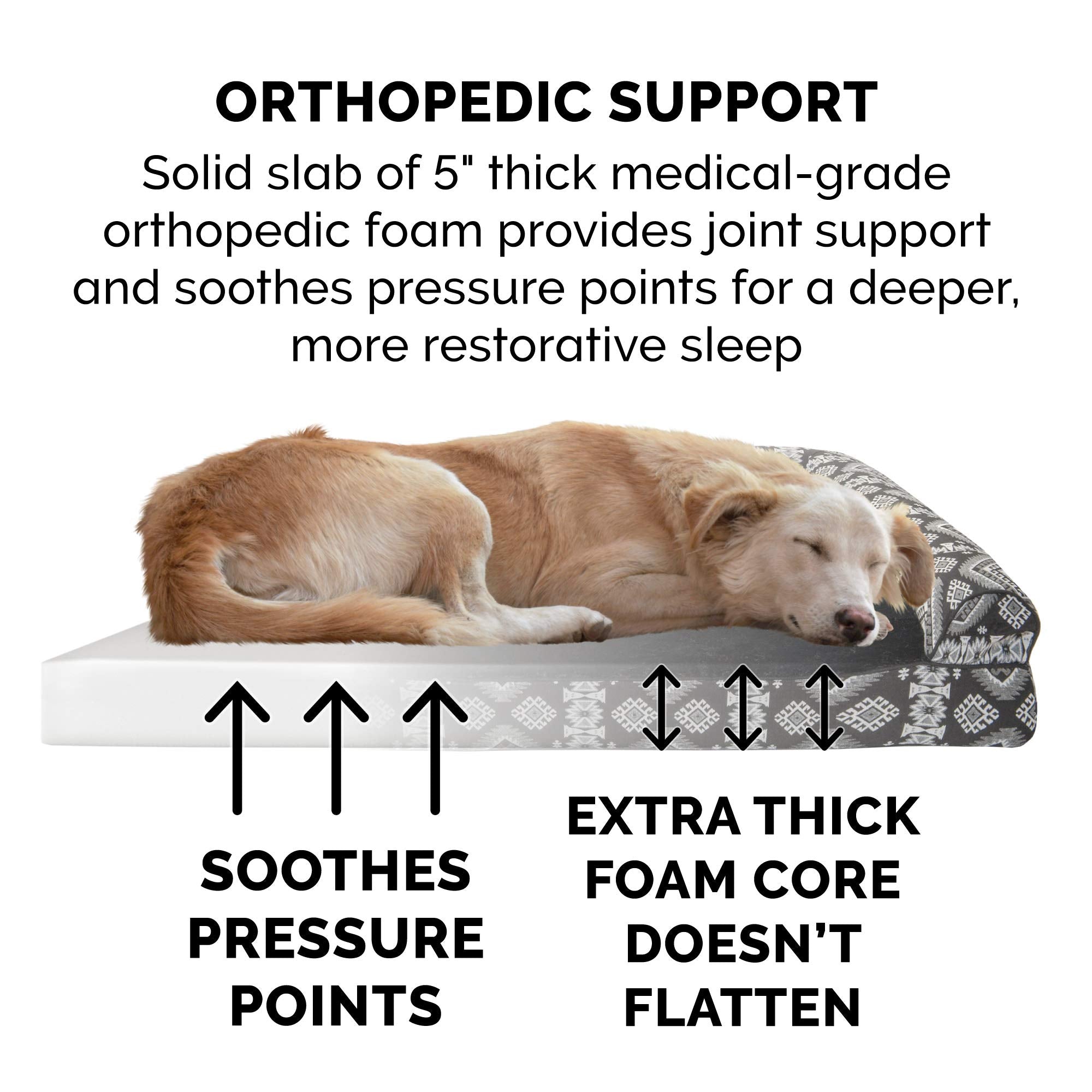 Furhaven Orthopedic Dog Bed For Large Dogs W/ Removable Bolsters & Washable Cover, For Dogs Up To 125 Lbs - Plush & Southwest Ki
