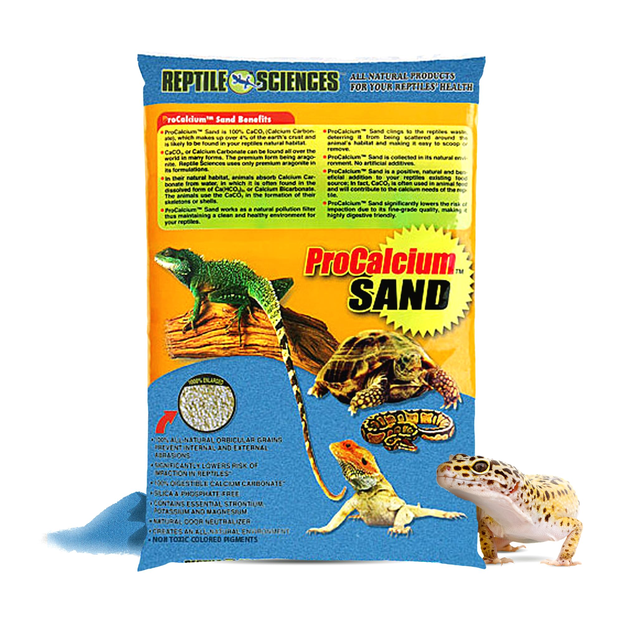 Reptile Sciences Blue Pro-Calcium Terrarium Sand - 10 Lbs - Natural Substrate For Reptile Habitats, Supports Digging & Enclosure
