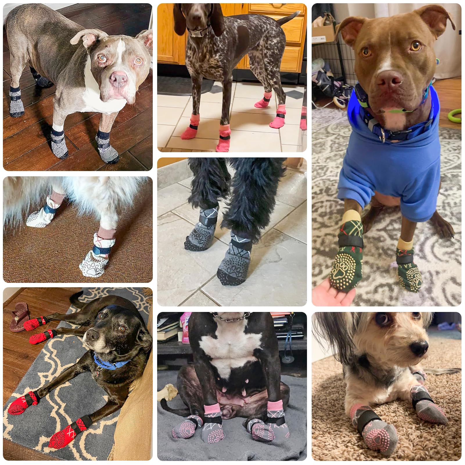 Beautyzoo Dog Socks To Prevent Licking Paws For Hardwood Floors Anti Slip, Dog Shoes Booties For Hot/Cold Pavement,Grippy Boots & Paw Protectors Traction Control For Small Medium Large Senior Dogs