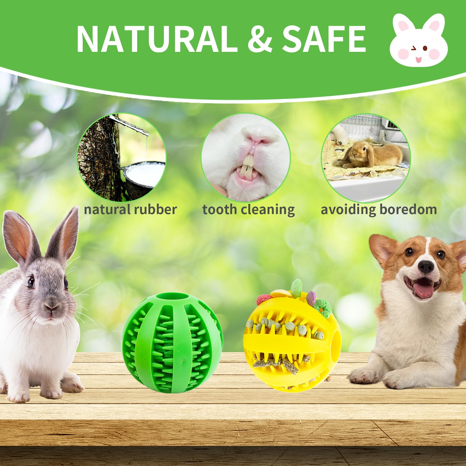 Ooxyg Rabbit Teething Toys Ball Small Animals Play Balls Treat Dispensing Rabbit Balls Puzzle Chew Balls & Rolling Toys For Bunn